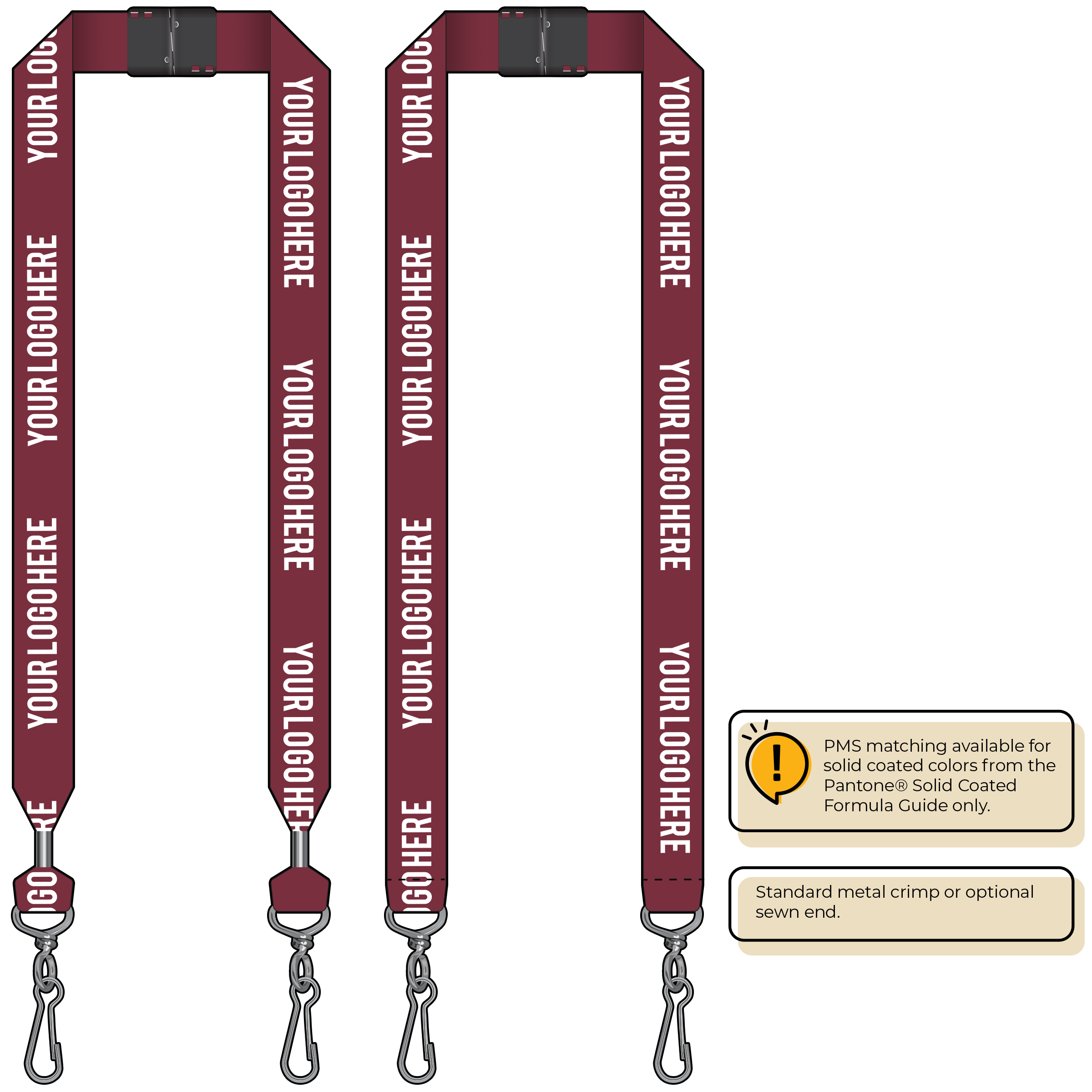 BH0014 | 1" MicroWeave Silkscreen Lanyards :: DOUBLE ENDED