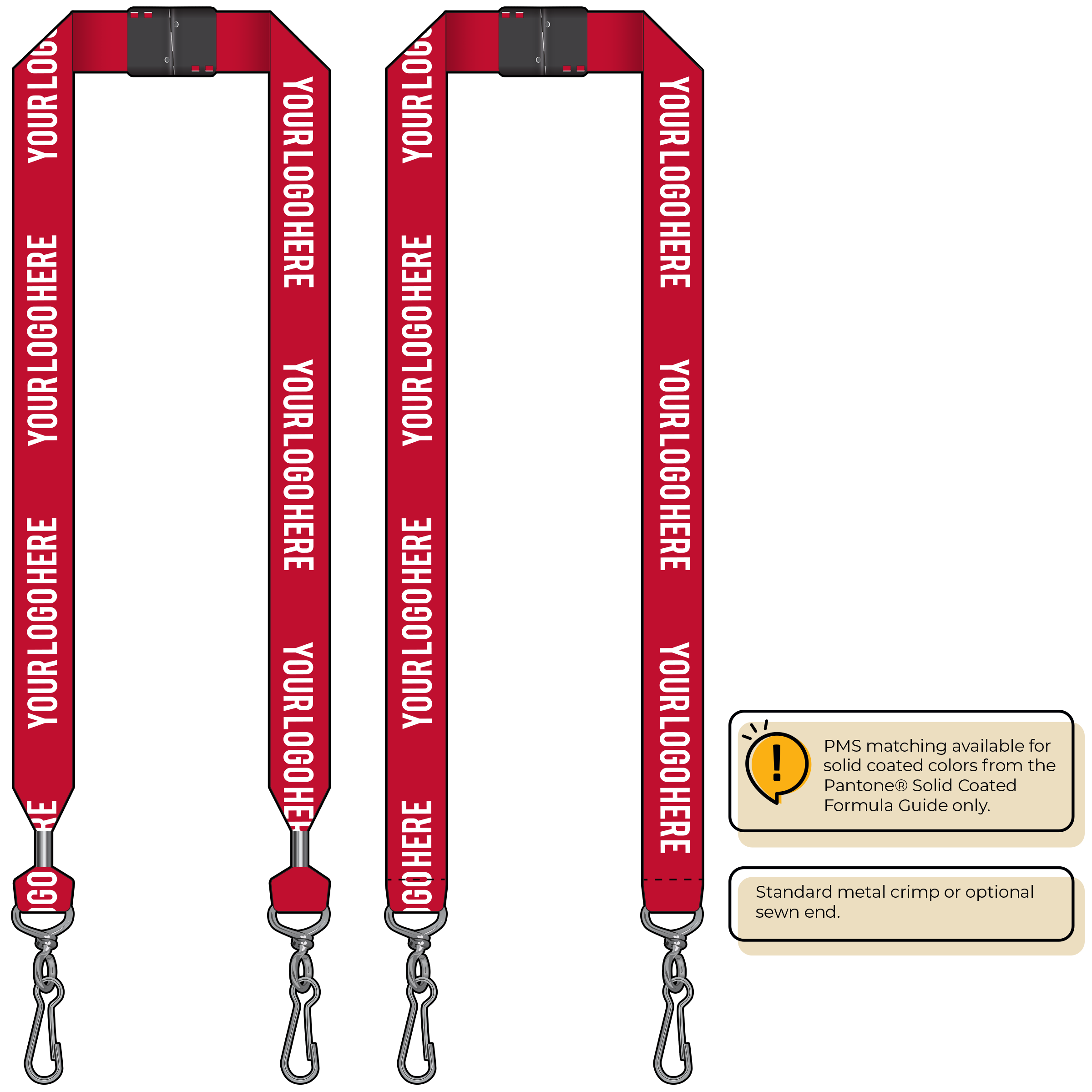 BH0014 | 1" MicroWeave Silkscreen Lanyards :: DOUBLE ENDED