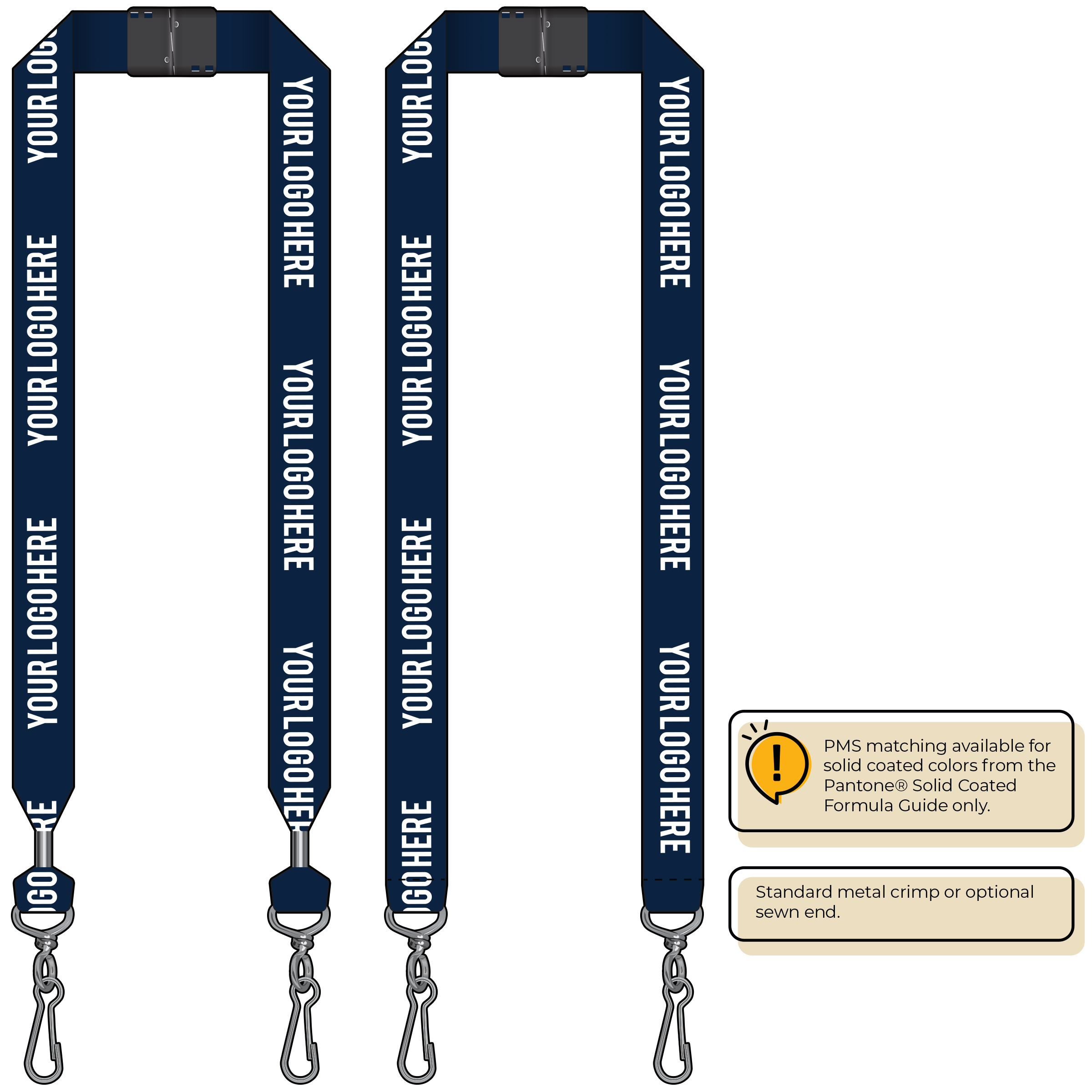 BH0014 | 1" MicroWeave Silkscreen Lanyards :: DOUBLE ENDED