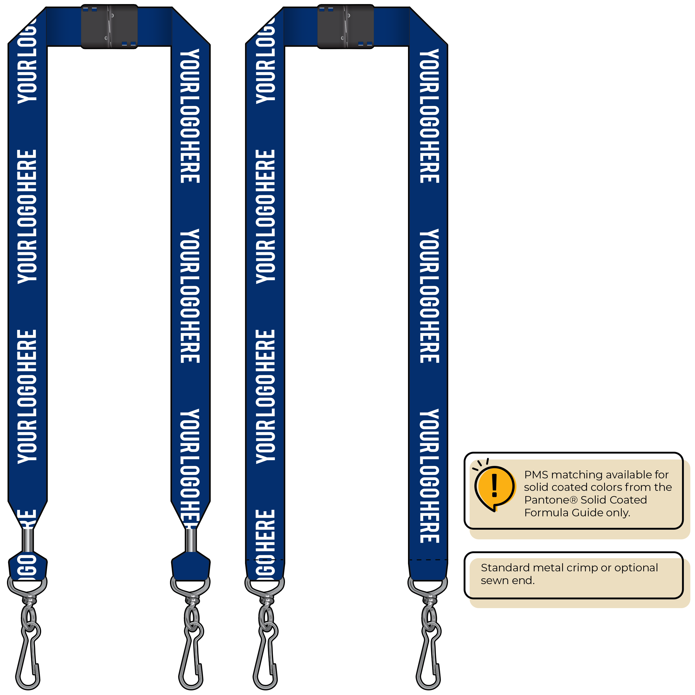 BH0014 | 1" MicroWeave Silkscreen Lanyards :: DOUBLE ENDED