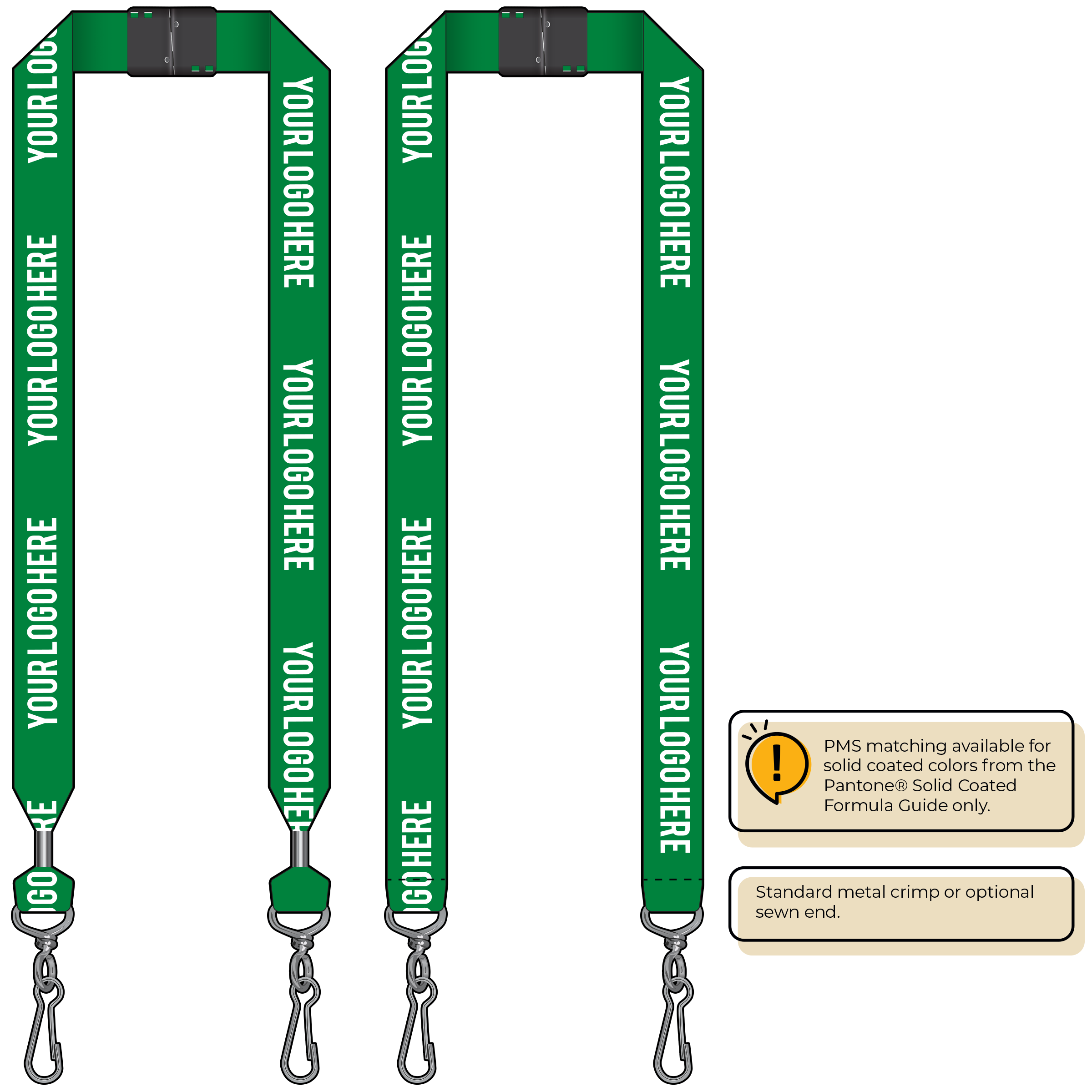 BH0014 | 1" MicroWeave Silkscreen Lanyards :: DOUBLE ENDED