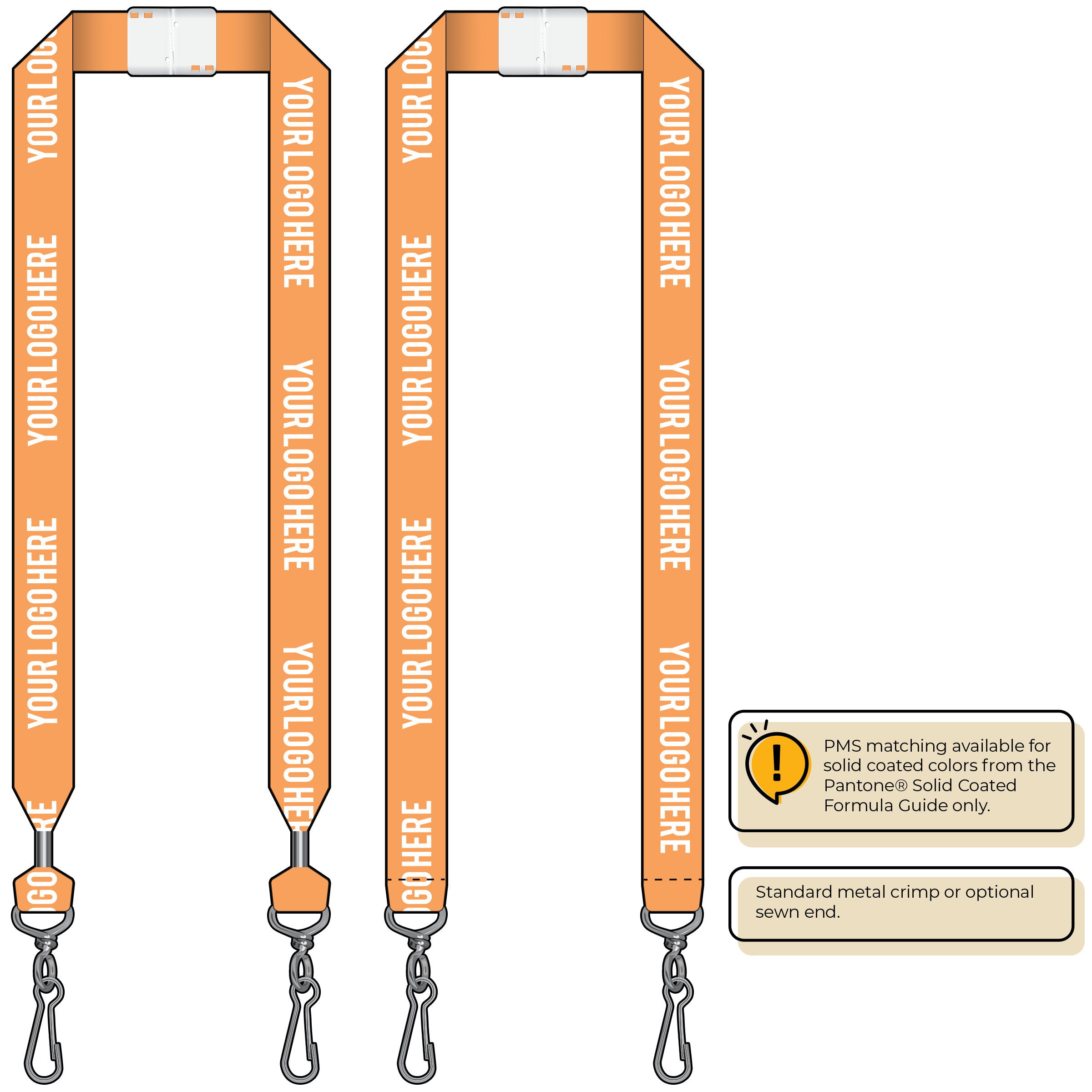 BHN014 | 1" Neon MicroWeave Silkscreen Lanyards :: DOUBLE ENDED