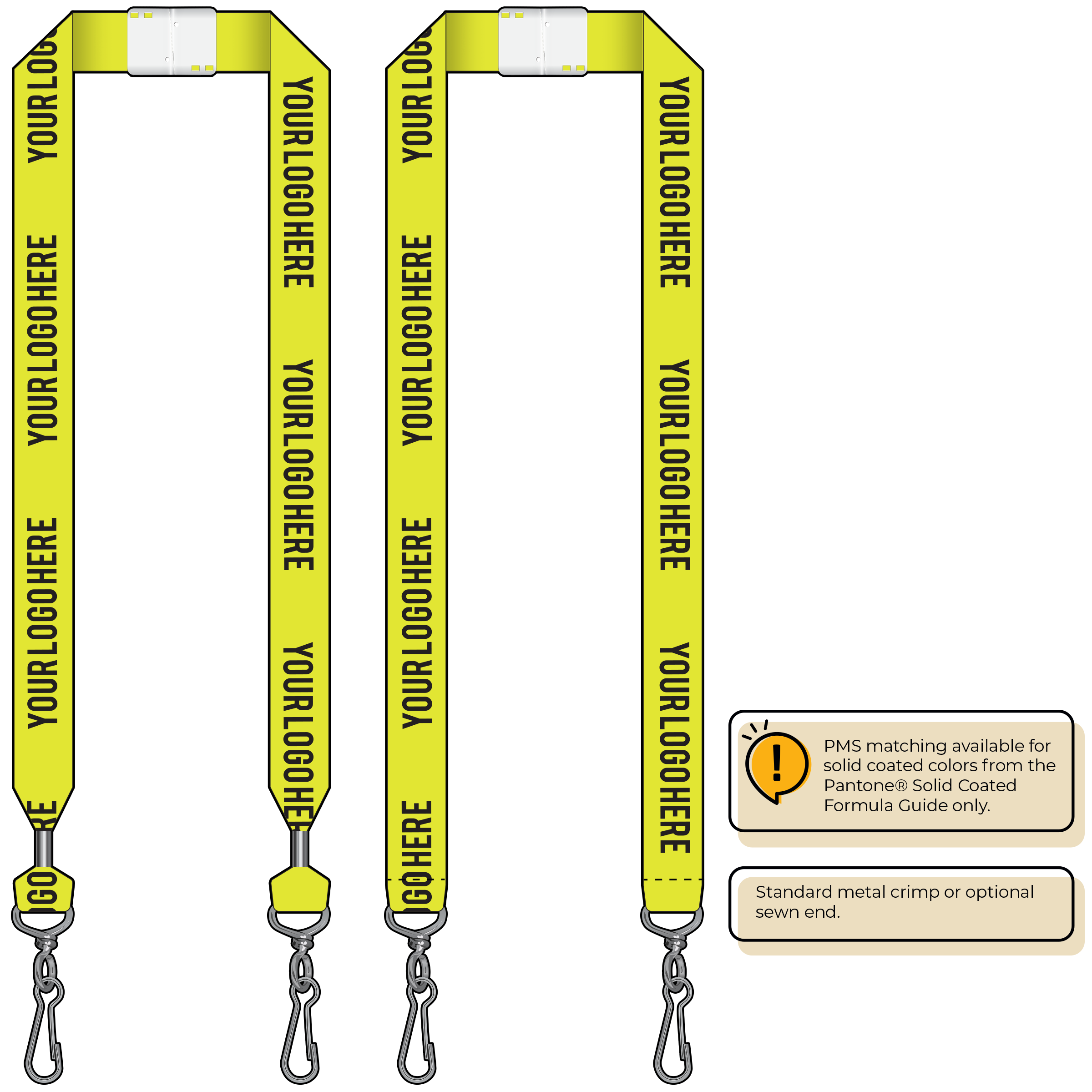 BHN014 | 1" Neon MicroWeave Silkscreen Lanyards :: DOUBLE ENDED