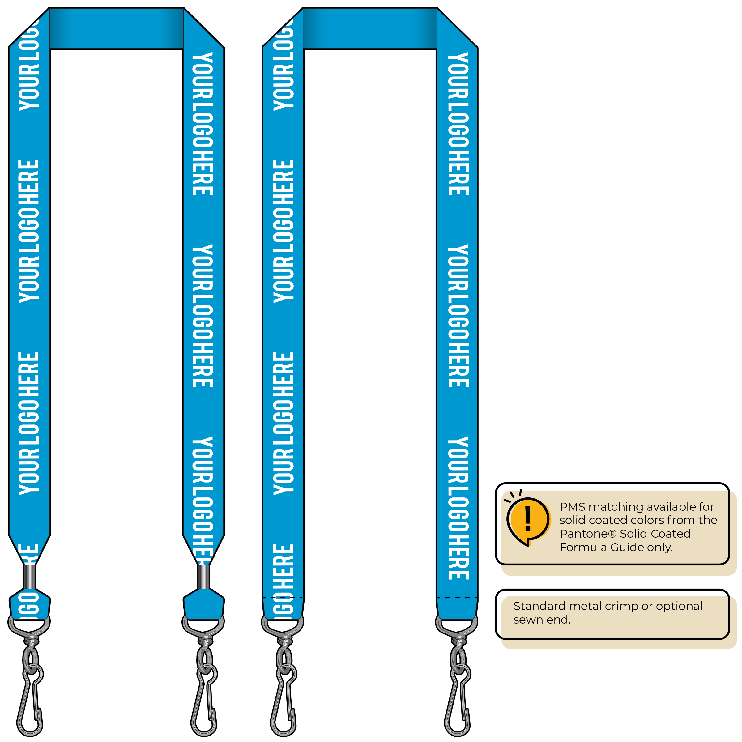 BHN014 | 1" Neon MicroWeave Silkscreen Lanyards :: DOUBLE ENDED