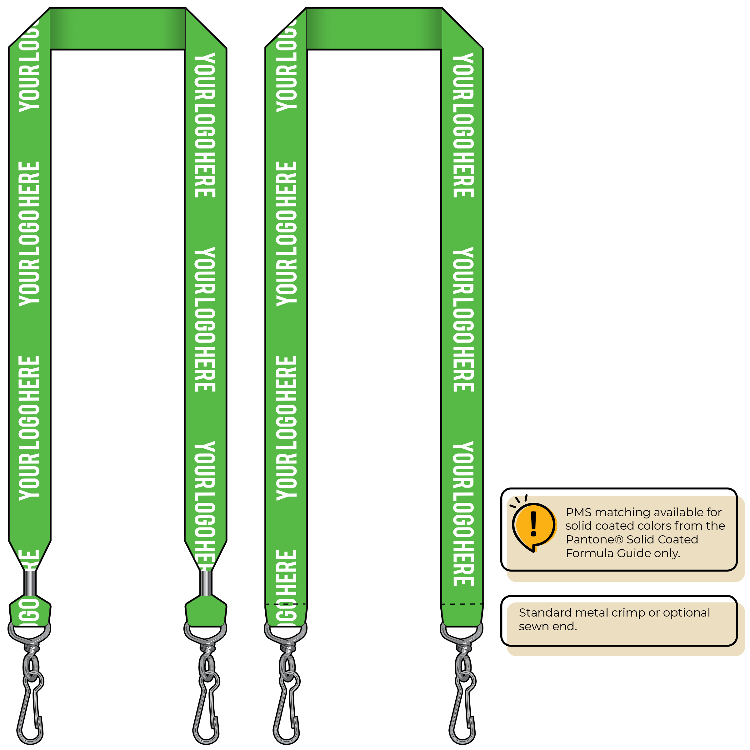 BHN014 | 1" Neon MicroWeave Silkscreen Lanyards :: DOUBLE ENDED