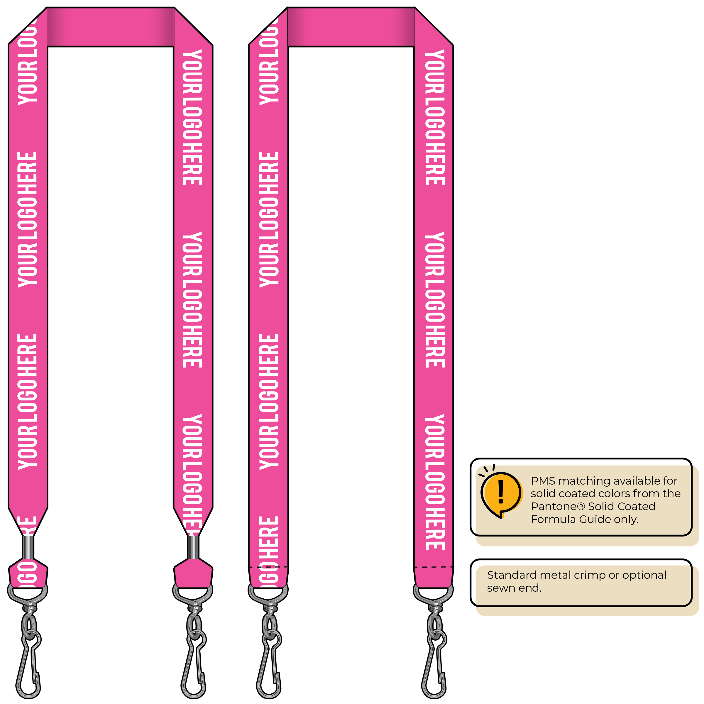 BHN014 | 1" Neon MicroWeave Silkscreen Lanyards :: DOUBLE ENDED