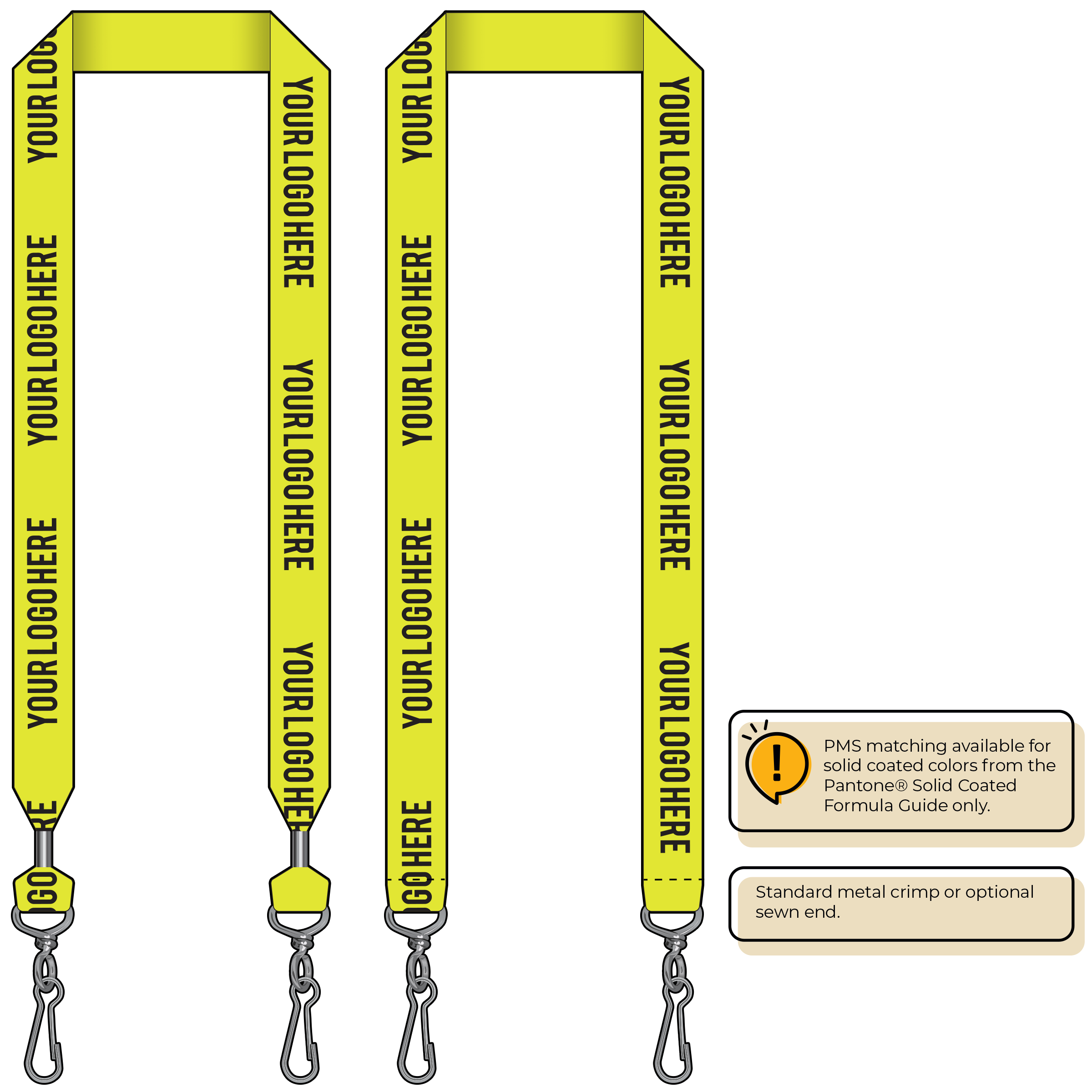 BHN014 | 1" Neon MicroWeave Silkscreen Lanyards :: DOUBLE ENDED