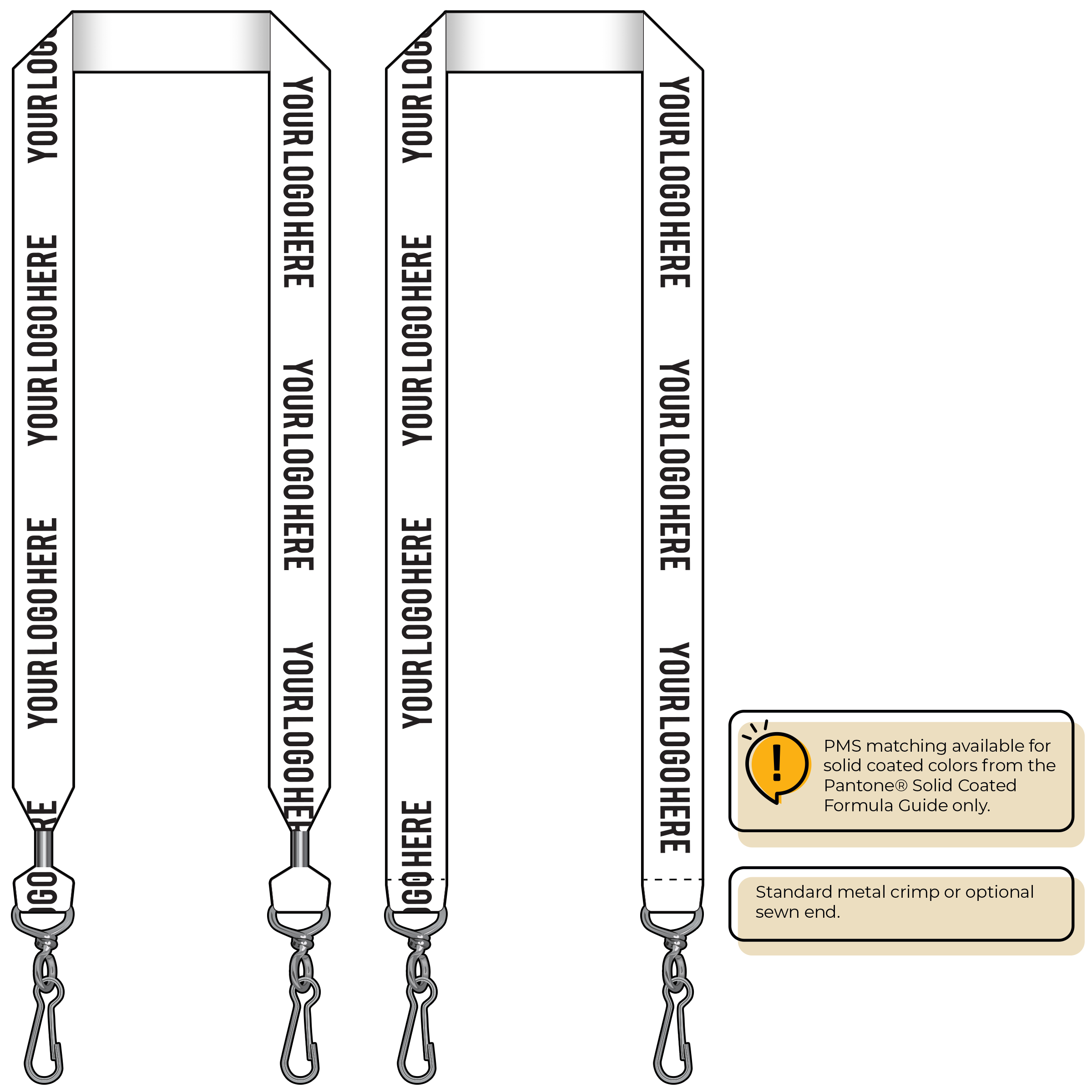 BH0014 | 1" MicroWeave Silkscreen Lanyards :: DOUBLE ENDED