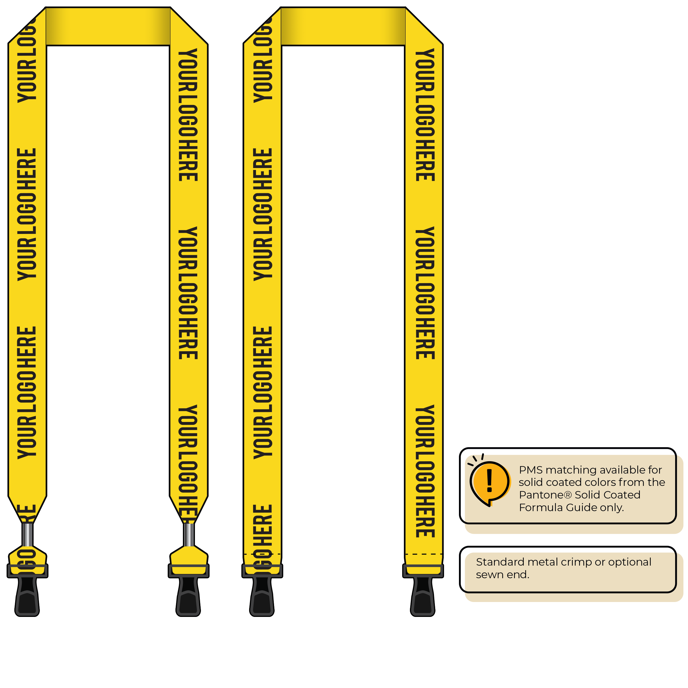 BH0014 | 1" MicroWeave Silkscreen Lanyards :: DOUBLE ENDED