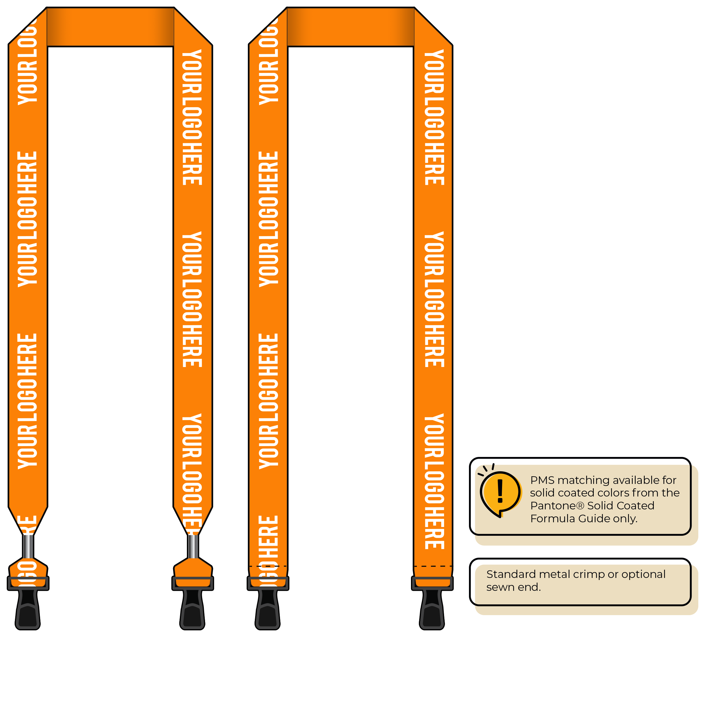 BH0014 | 1" MicroWeave Silkscreen Lanyards :: DOUBLE ENDED