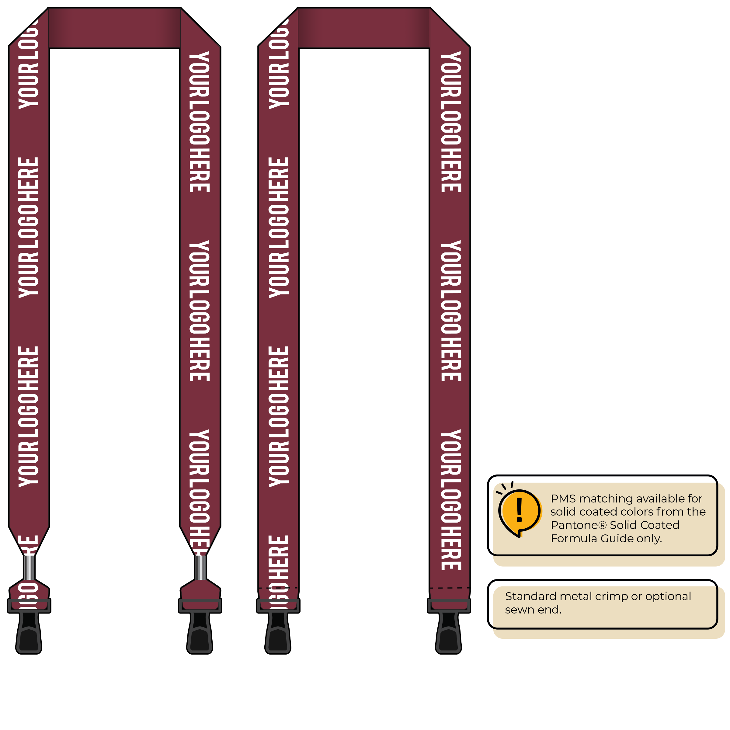 BH0014 | 1" MicroWeave Silkscreen Lanyards :: DOUBLE ENDED