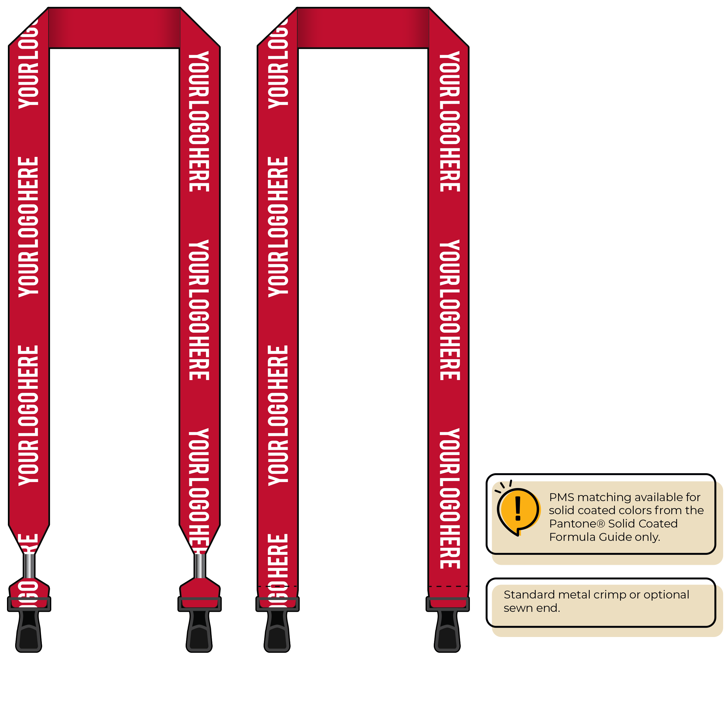 BH0014 | 1" MicroWeave Silkscreen Lanyards :: DOUBLE ENDED