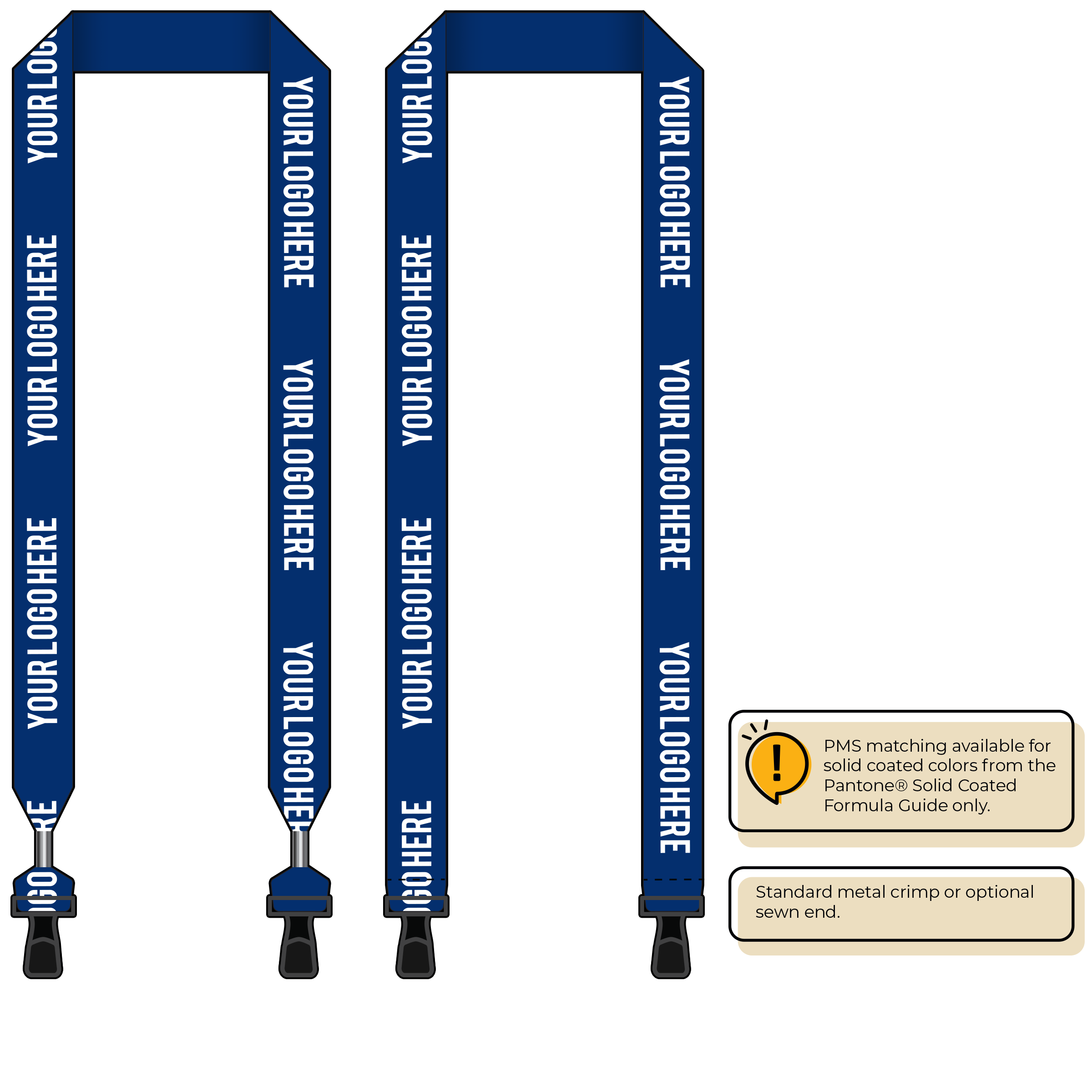 BH0014 | 1" MicroWeave Silkscreen Lanyards :: DOUBLE ENDED
