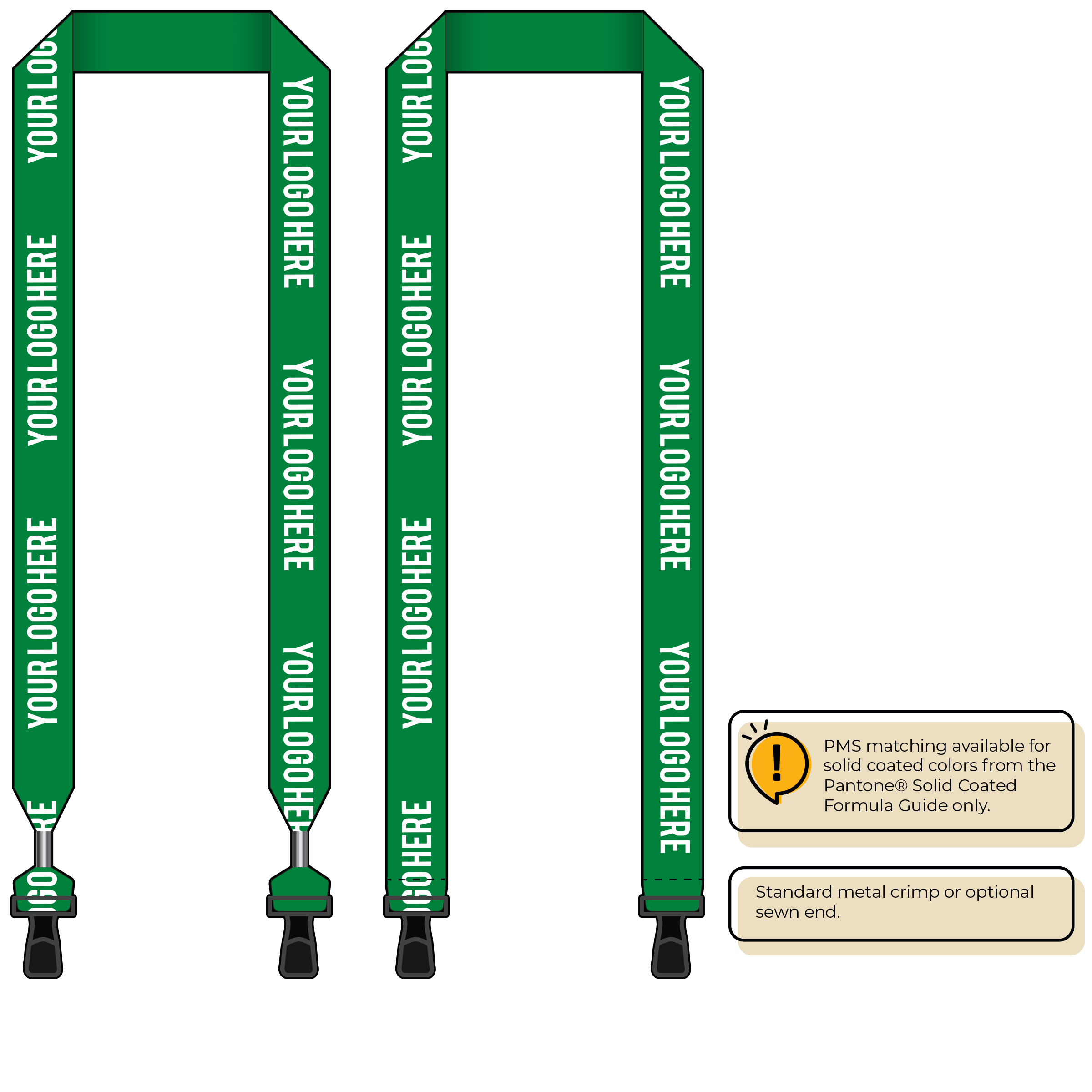 BH0014 | 1" MicroWeave Silkscreen Lanyards :: DOUBLE ENDED