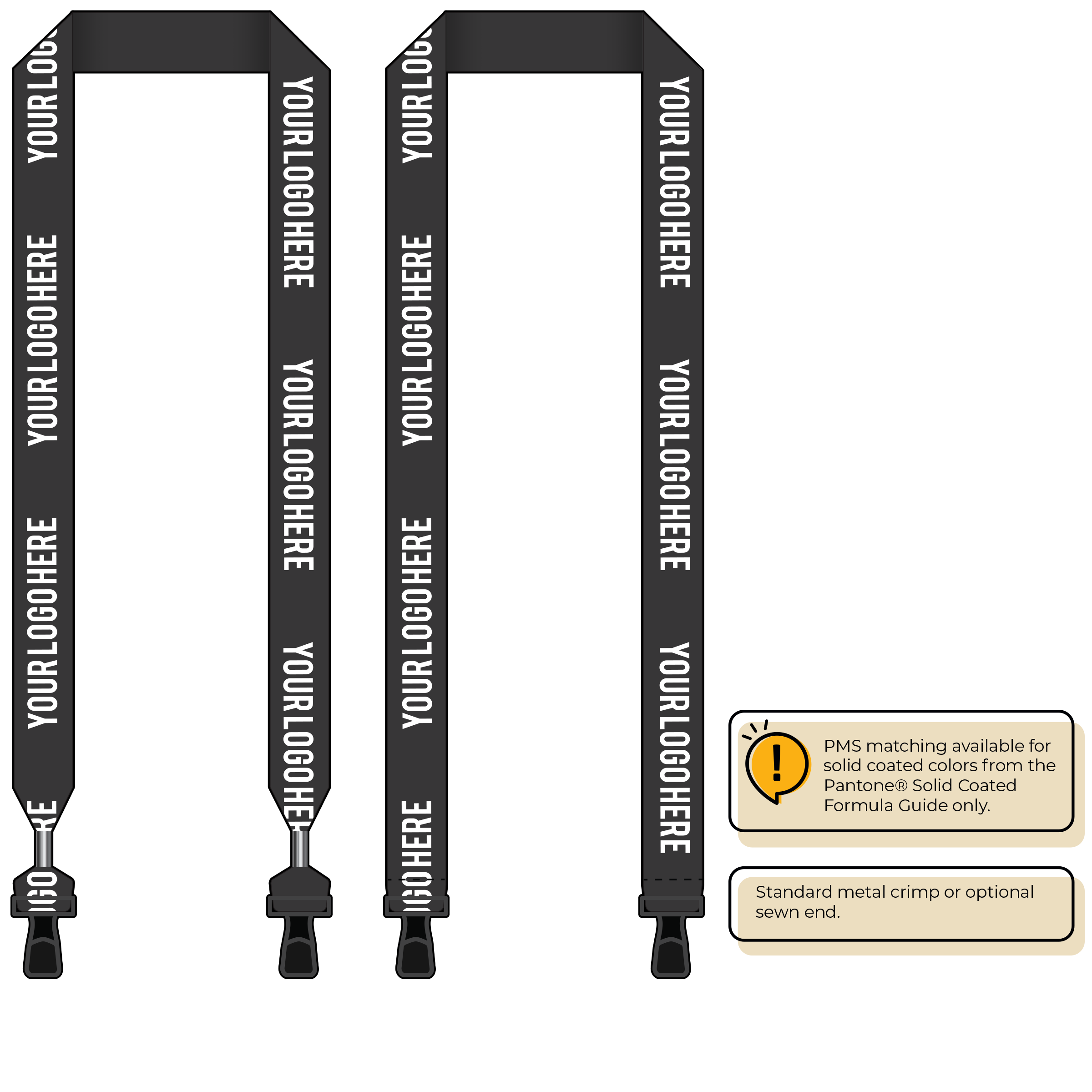BH0014 | 1" MicroWeave Silkscreen Lanyards :: DOUBLE ENDED
