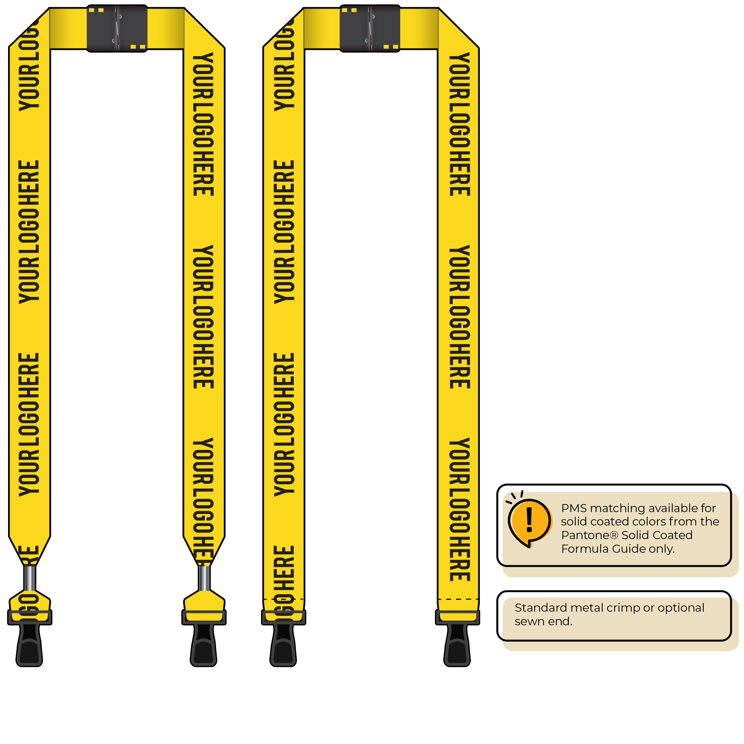 BH0014 | 1" MicroWeave Silkscreen Lanyards :: DOUBLE ENDED