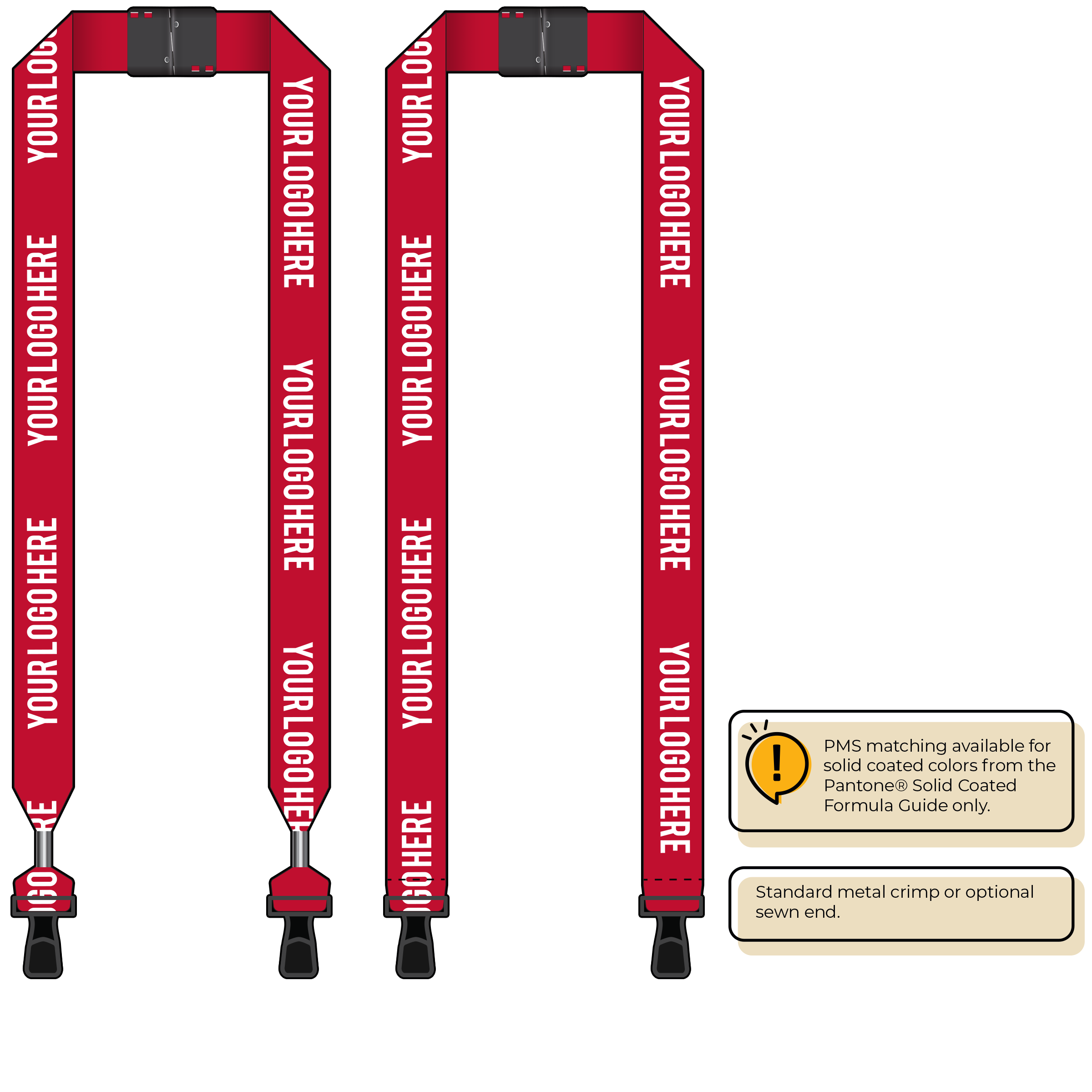 BH0014 | 1" MicroWeave Silkscreen Lanyards :: DOUBLE ENDED