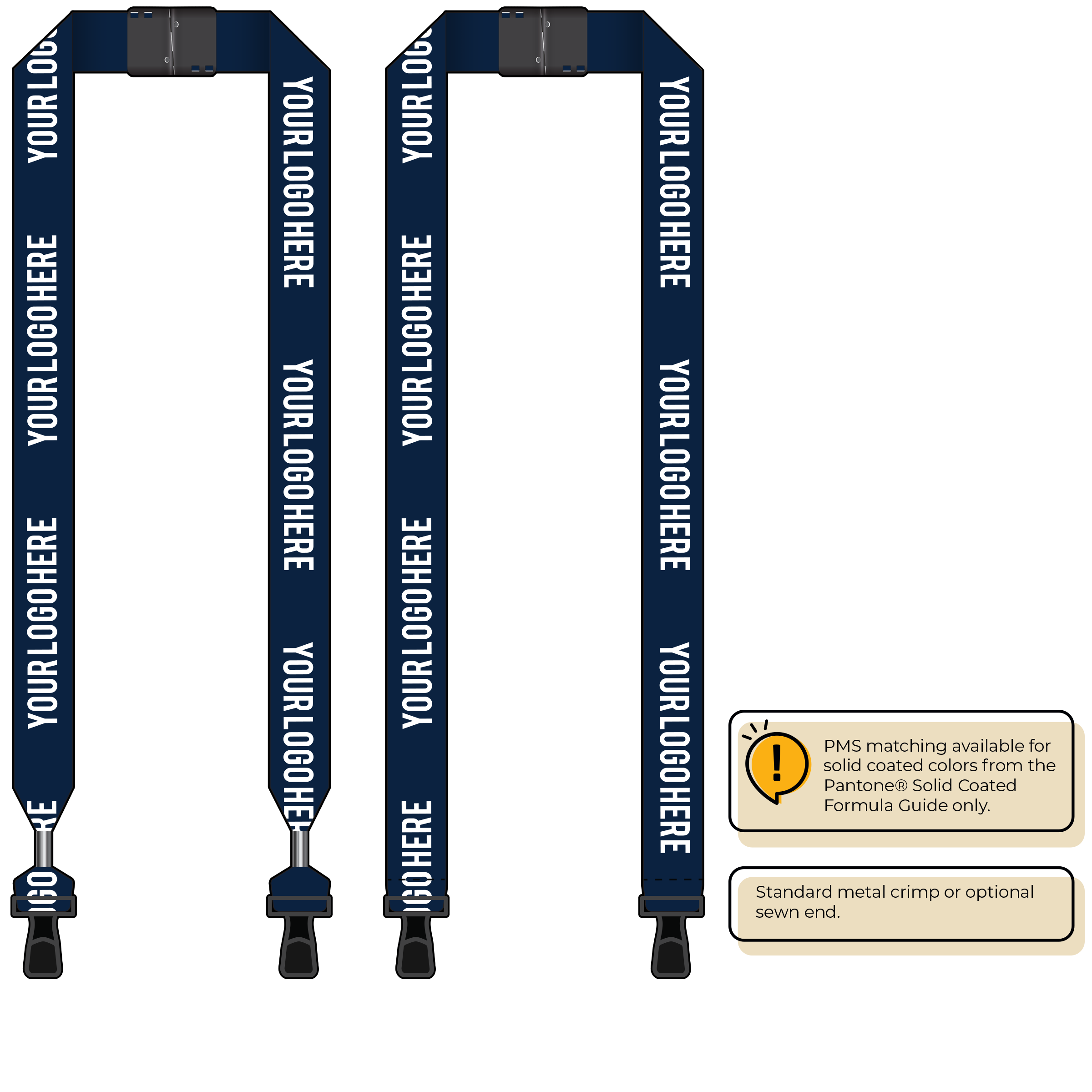 BH0014 | 1" MicroWeave Silkscreen Lanyards :: DOUBLE ENDED