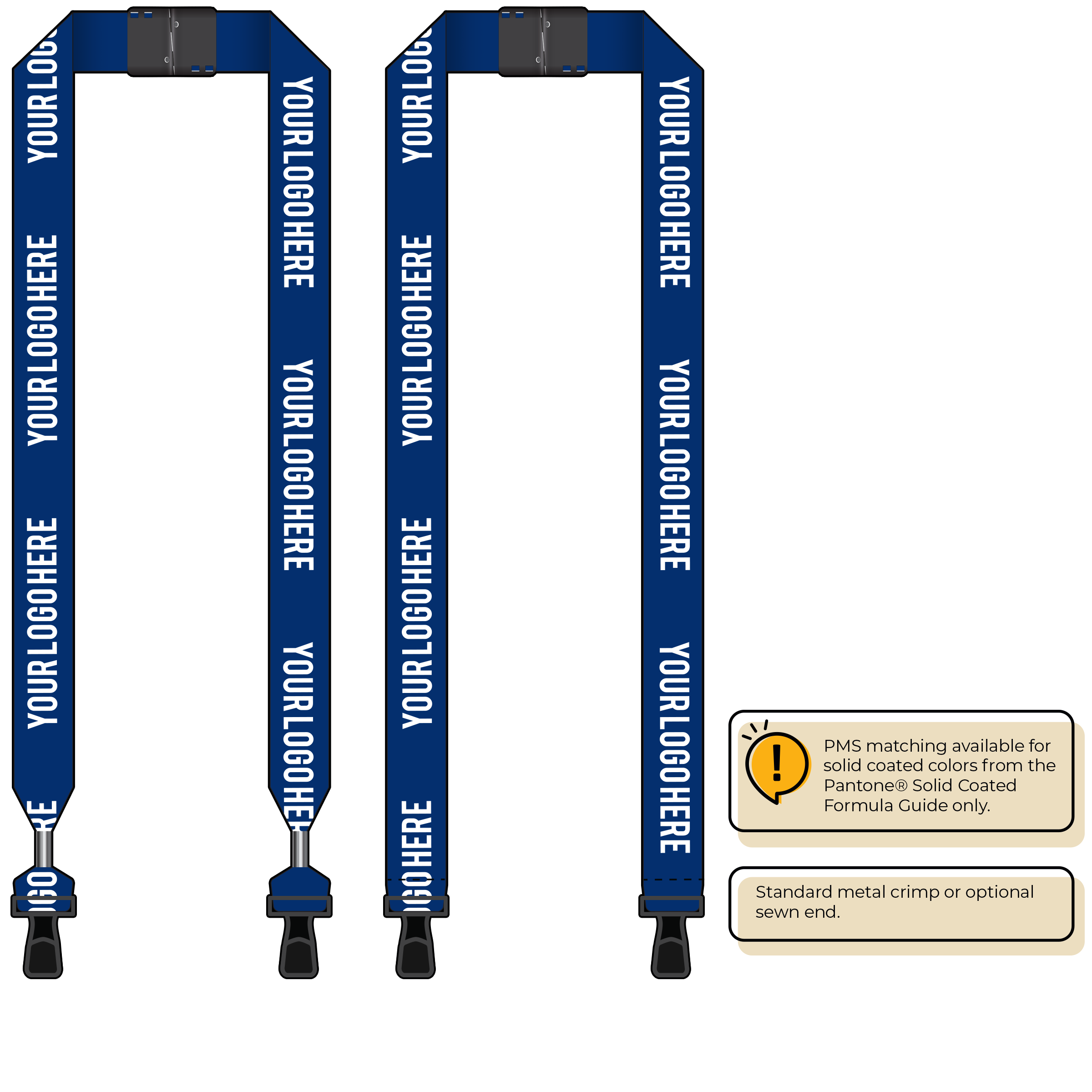 BH0014 | 1" MicroWeave Silkscreen Lanyards :: DOUBLE ENDED