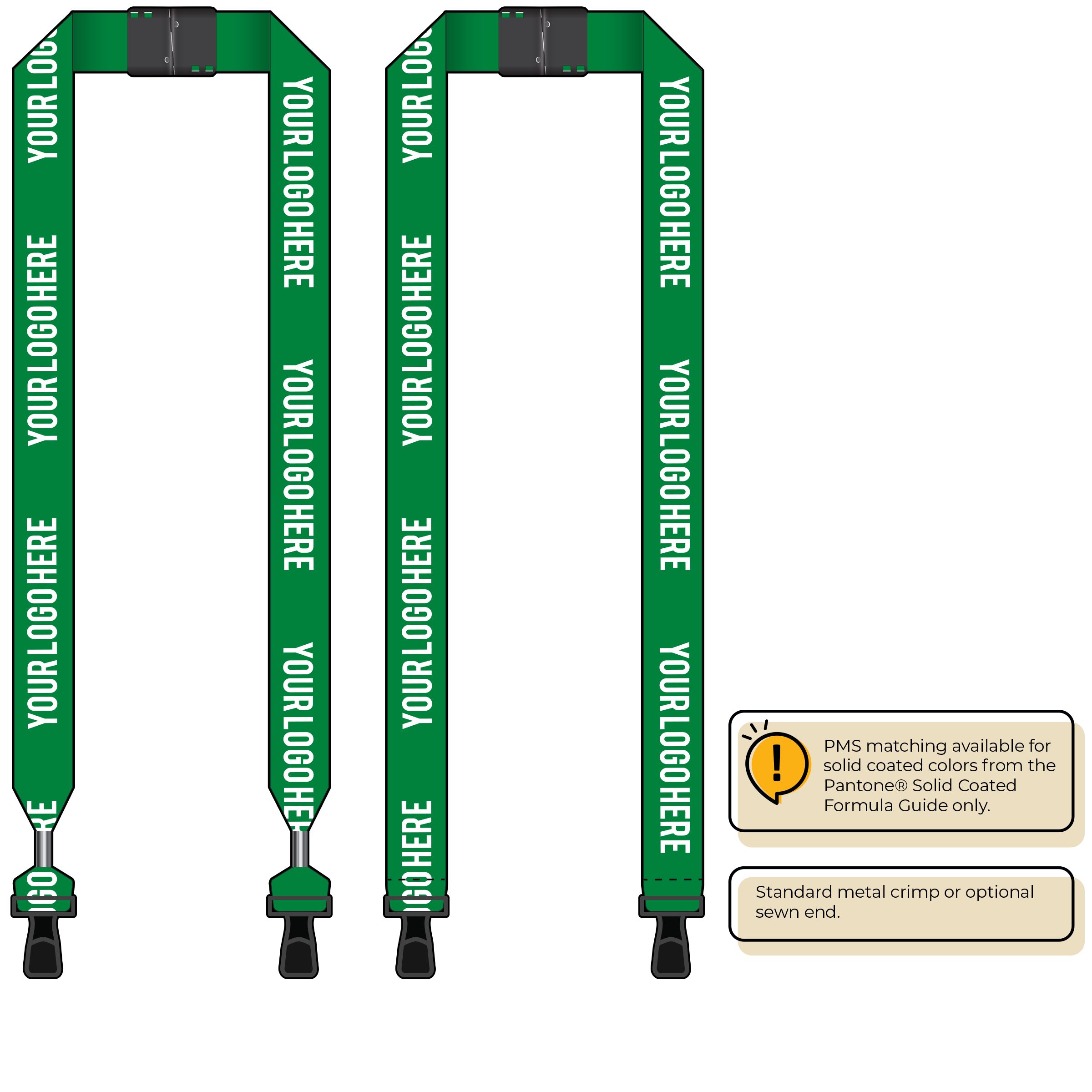 BH0014 | 1" MicroWeave Silkscreen Lanyards :: DOUBLE ENDED