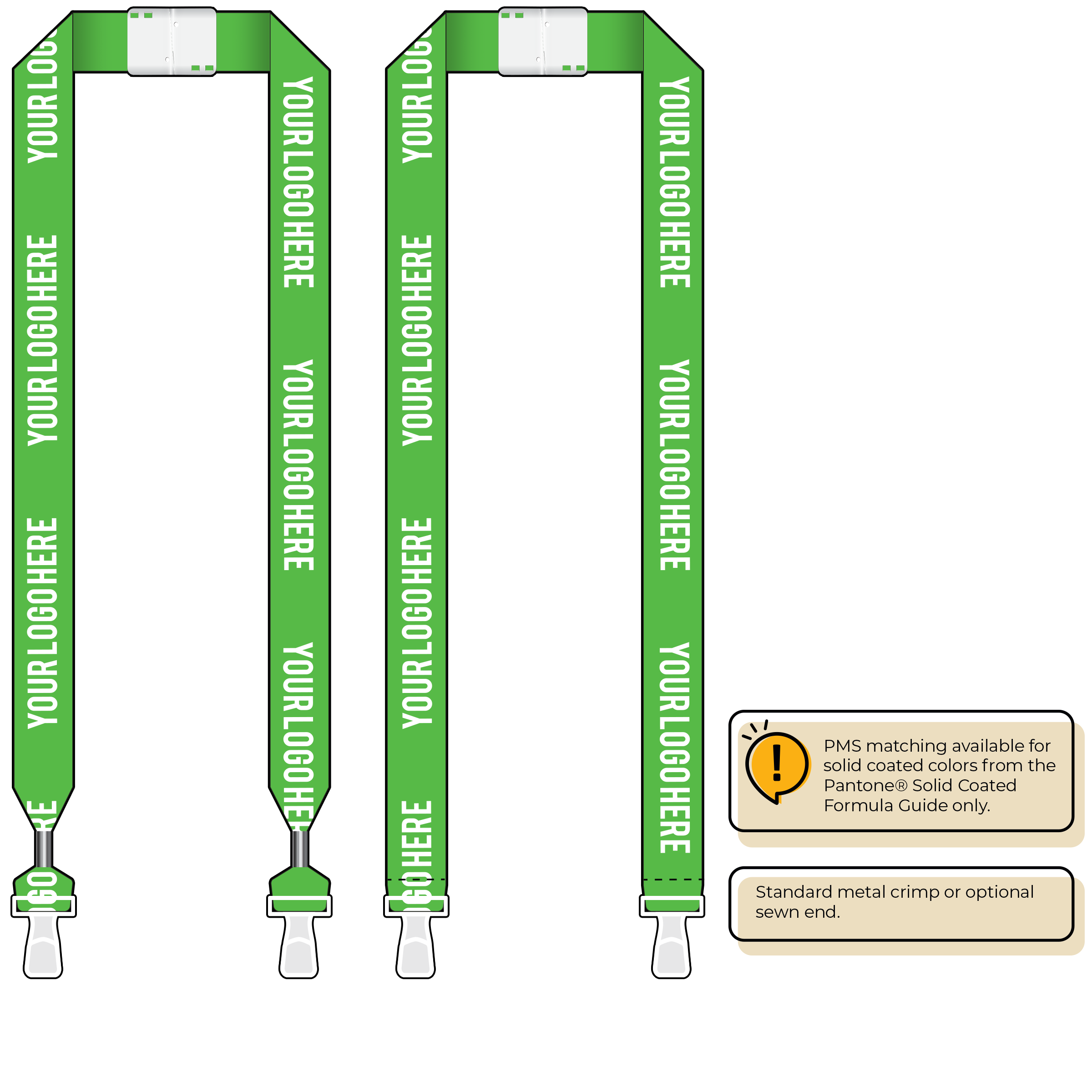 BHN014 | 1" Neon MicroWeave Silkscreen Lanyards :: DOUBLE ENDED