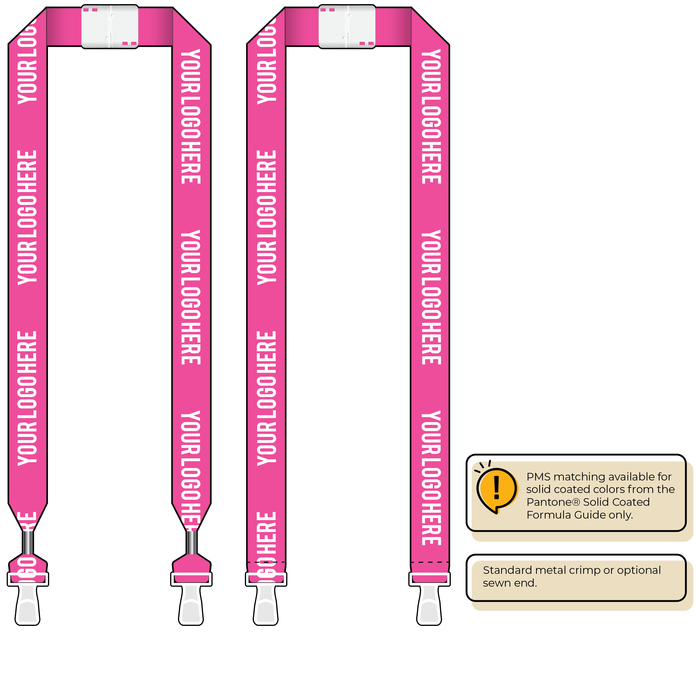 BHN014 | 1" Neon MicroWeave Silkscreen Lanyards :: DOUBLE ENDED