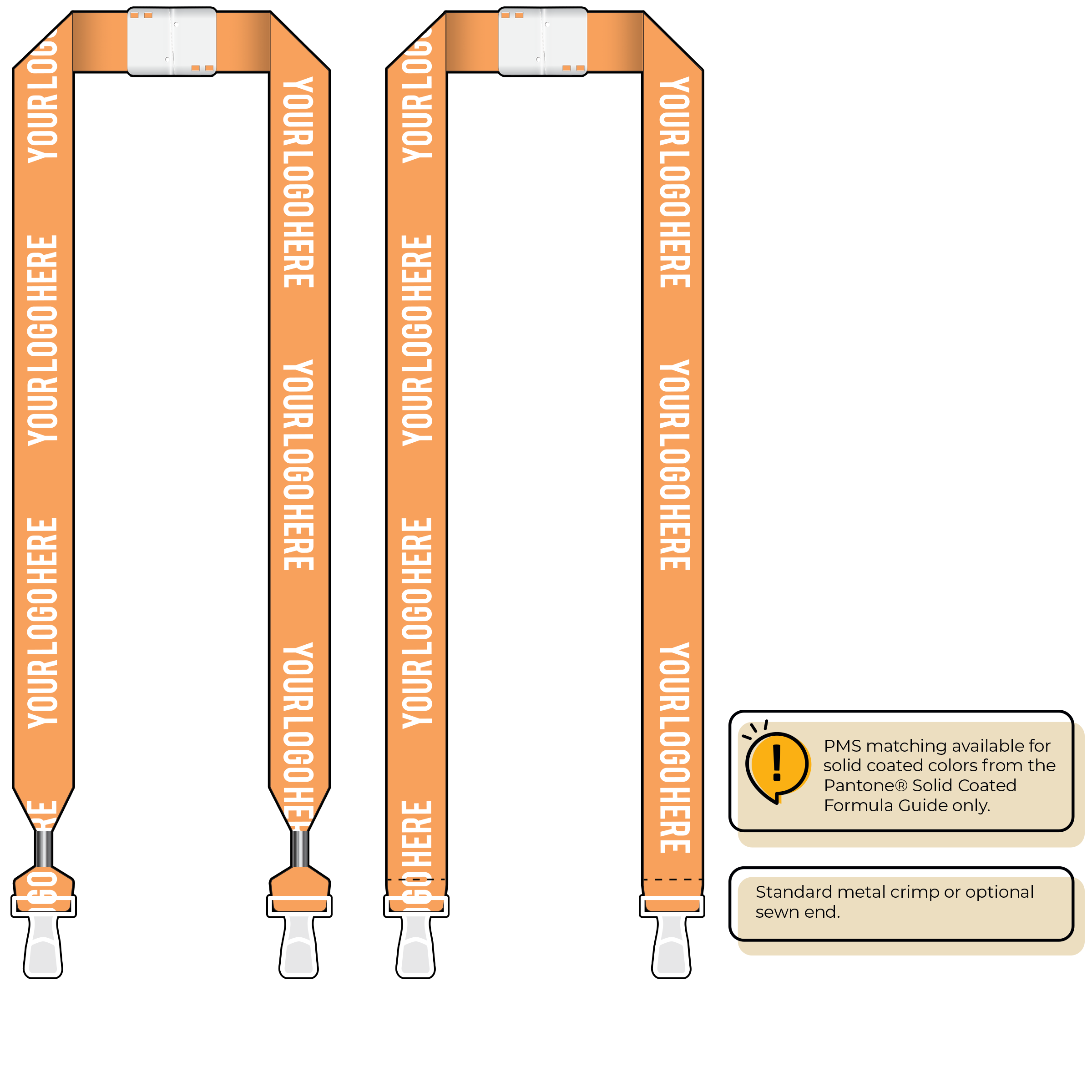 BHN014 | 1" Neon MicroWeave Silkscreen Lanyards :: DOUBLE ENDED