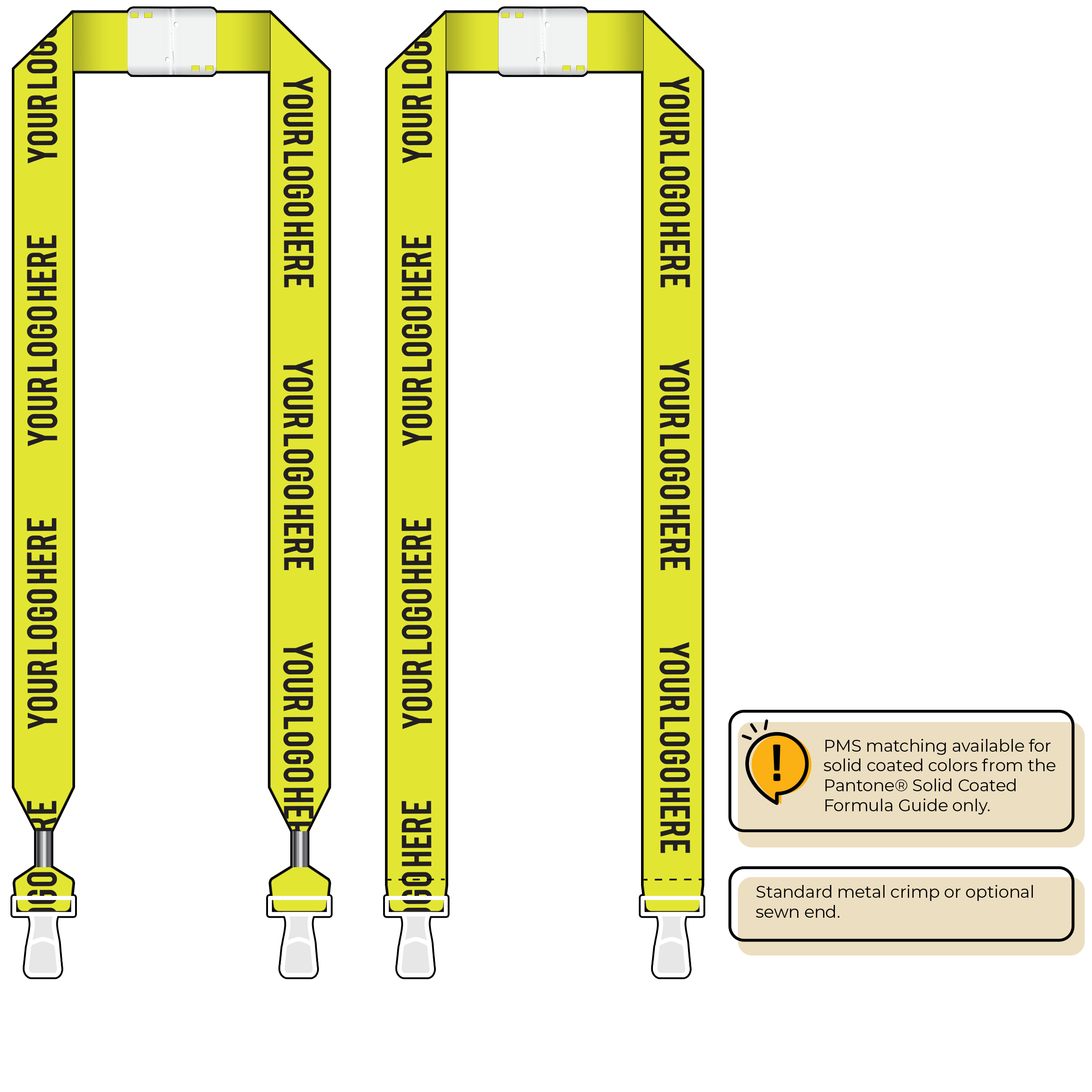 BHN014 | 1" Neon MicroWeave Silkscreen Lanyards :: DOUBLE ENDED