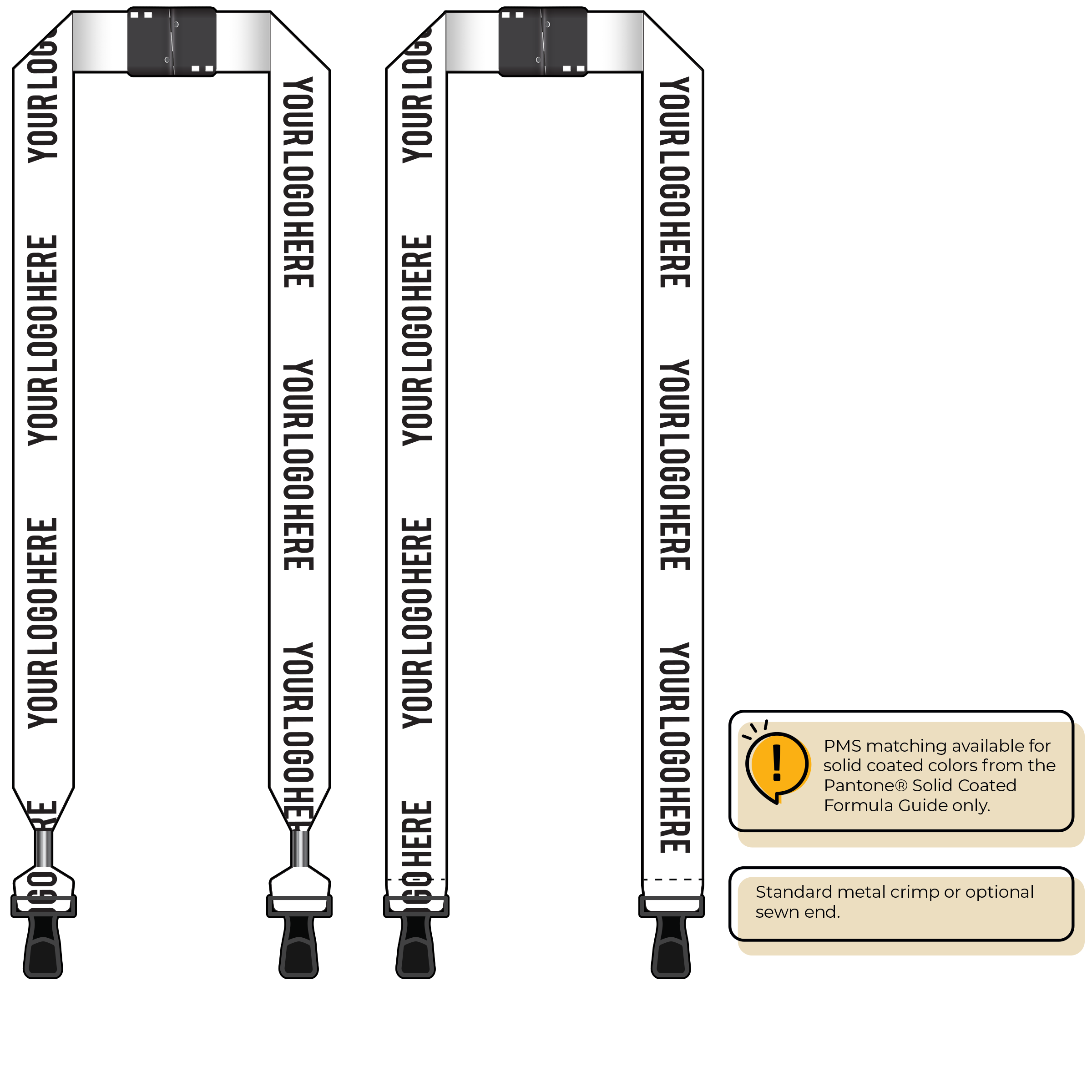 BH0014 | 1" MicroWeave Silkscreen Lanyards :: DOUBLE ENDED