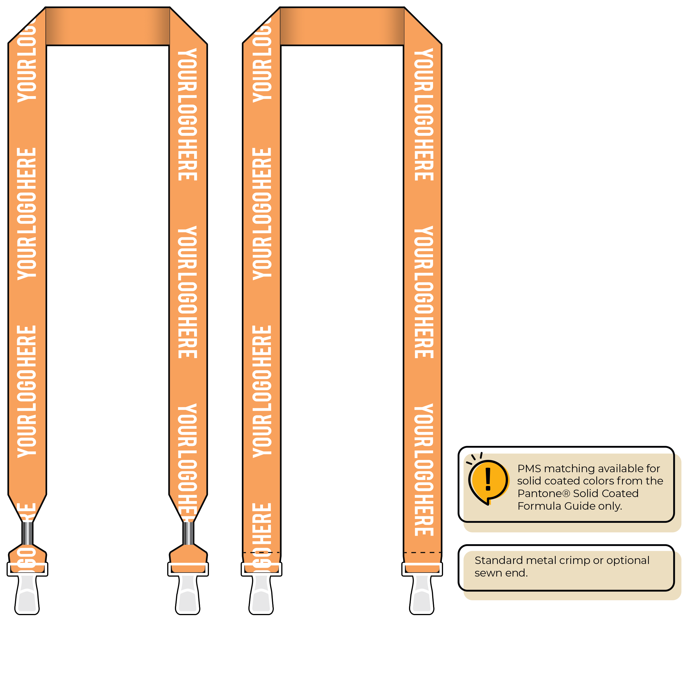 BHN014 | 1" Neon MicroWeave Silkscreen Lanyards :: DOUBLE ENDED