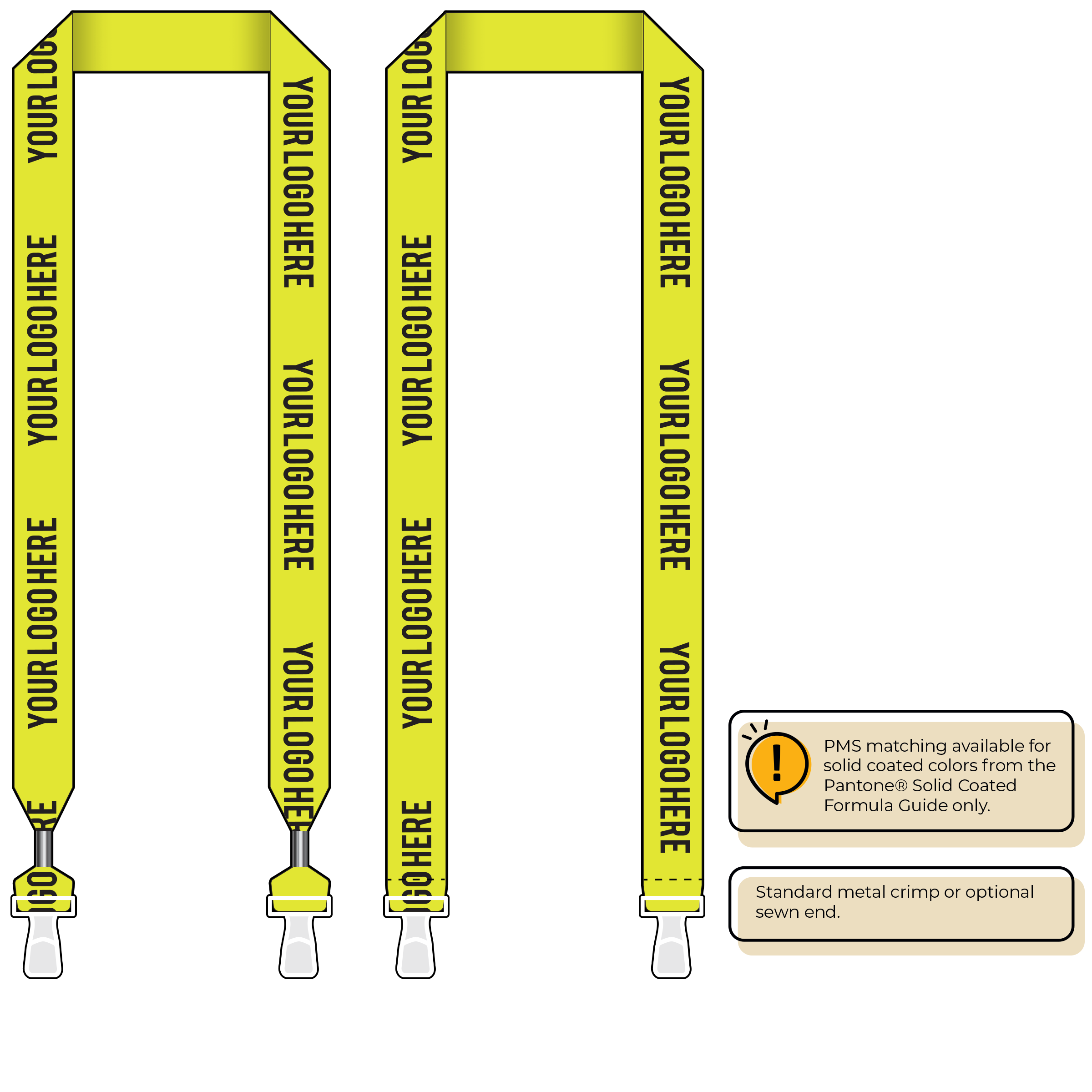 BHN014 | 1" Neon MicroWeave Silkscreen Lanyards :: DOUBLE ENDED