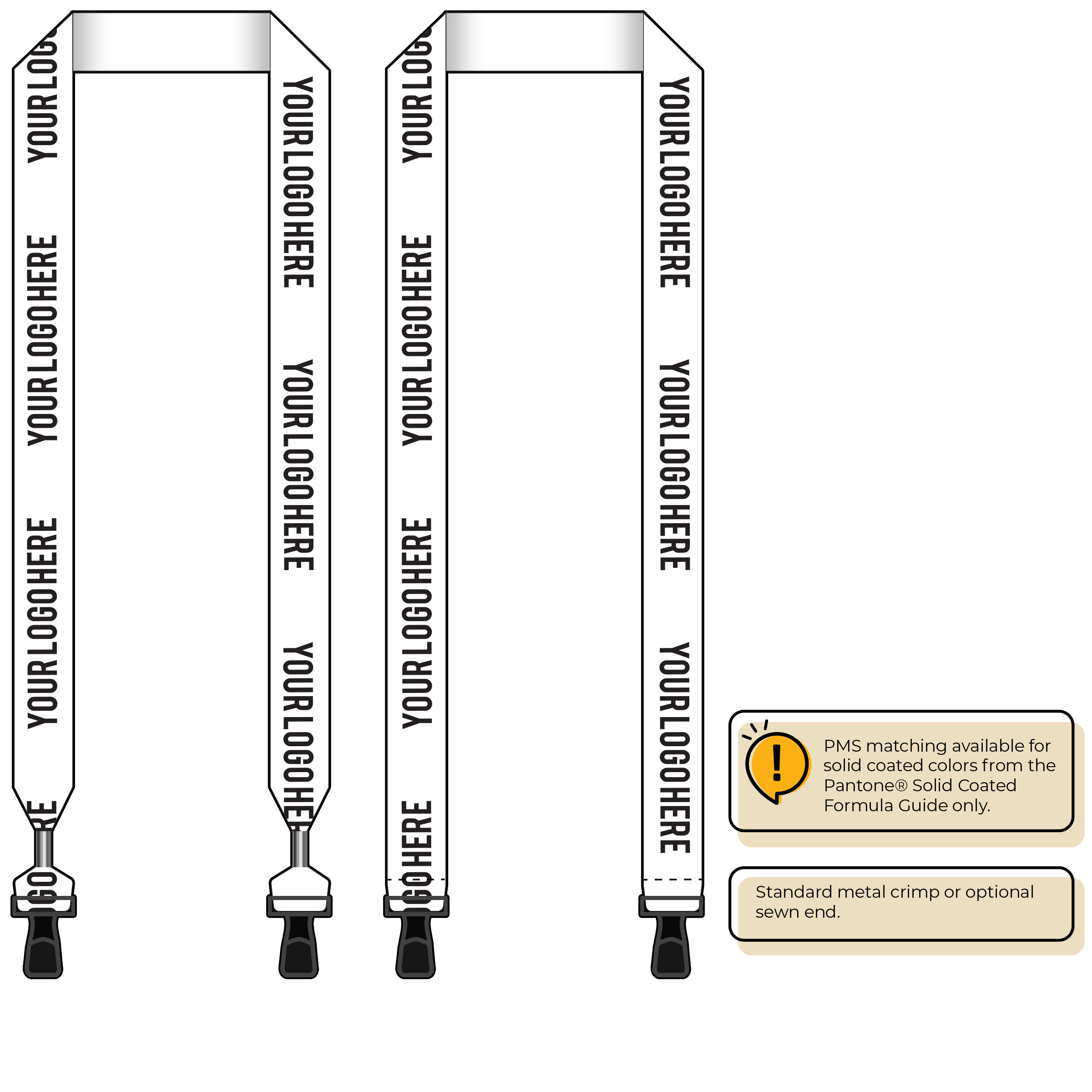 BH0014 | 1" MicroWeave Silkscreen Lanyards :: DOUBLE ENDED