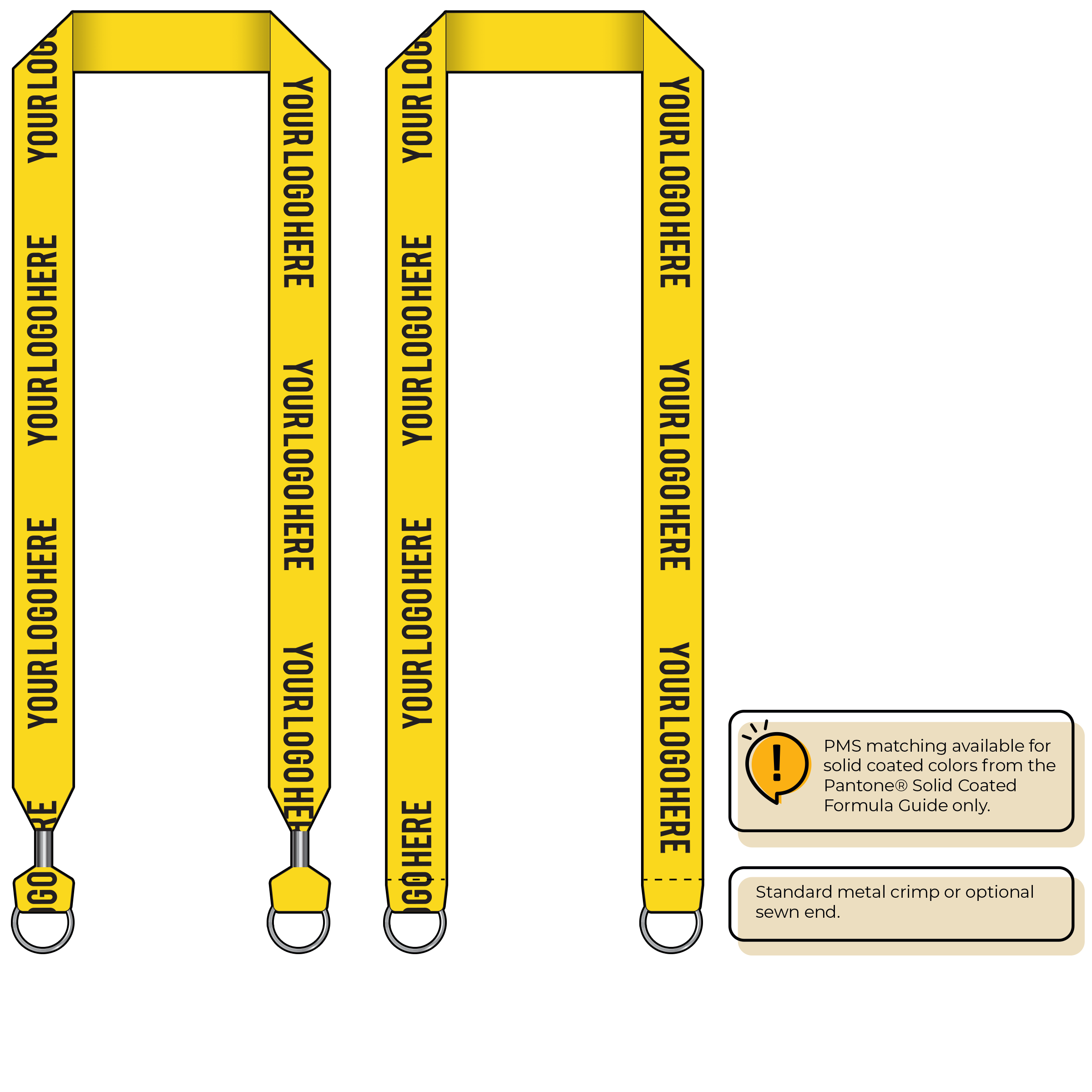 BH0014 | 1" MicroWeave Silkscreen Lanyards :: DOUBLE ENDED