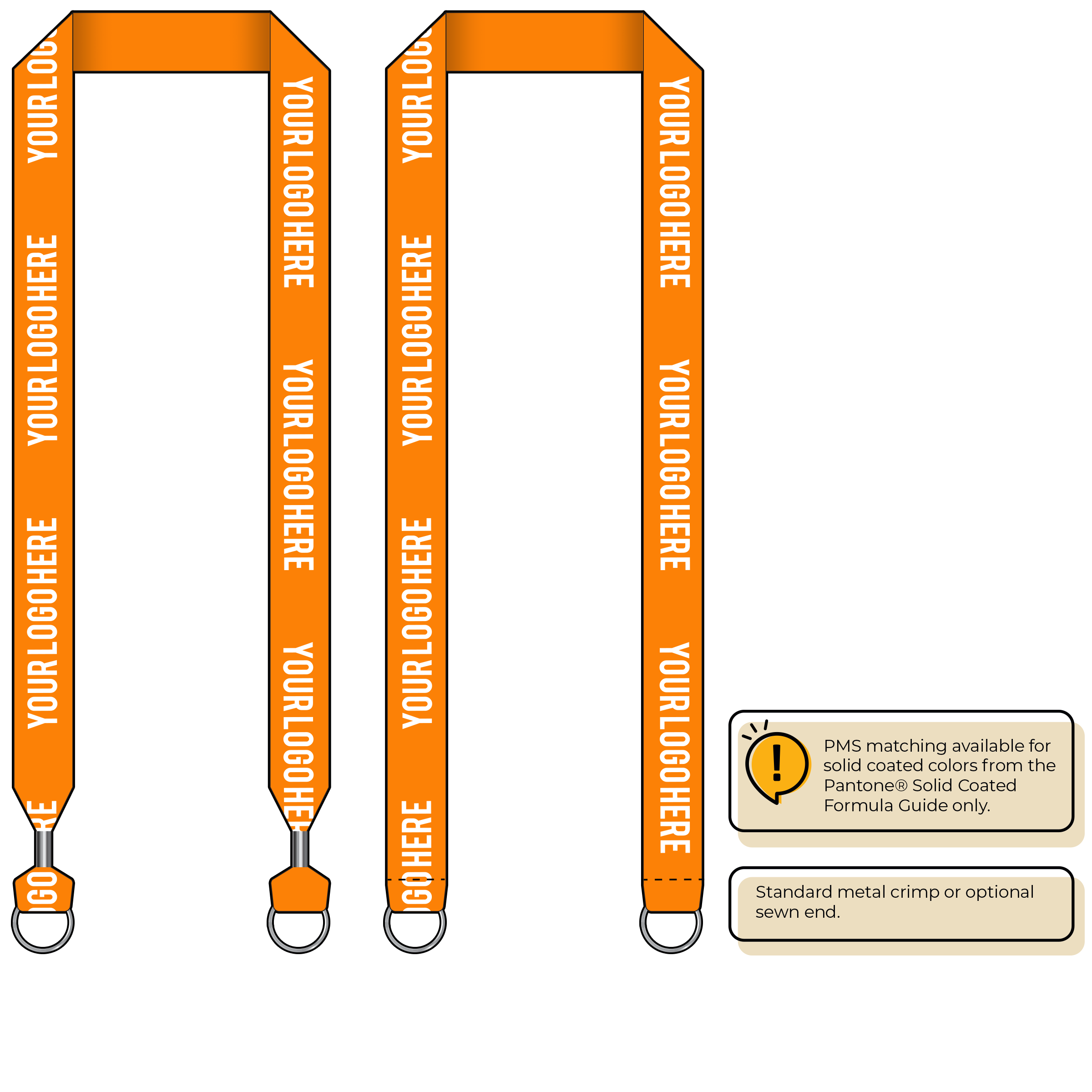 BH0014 | 1" MicroWeave Silkscreen Lanyards :: DOUBLE ENDED