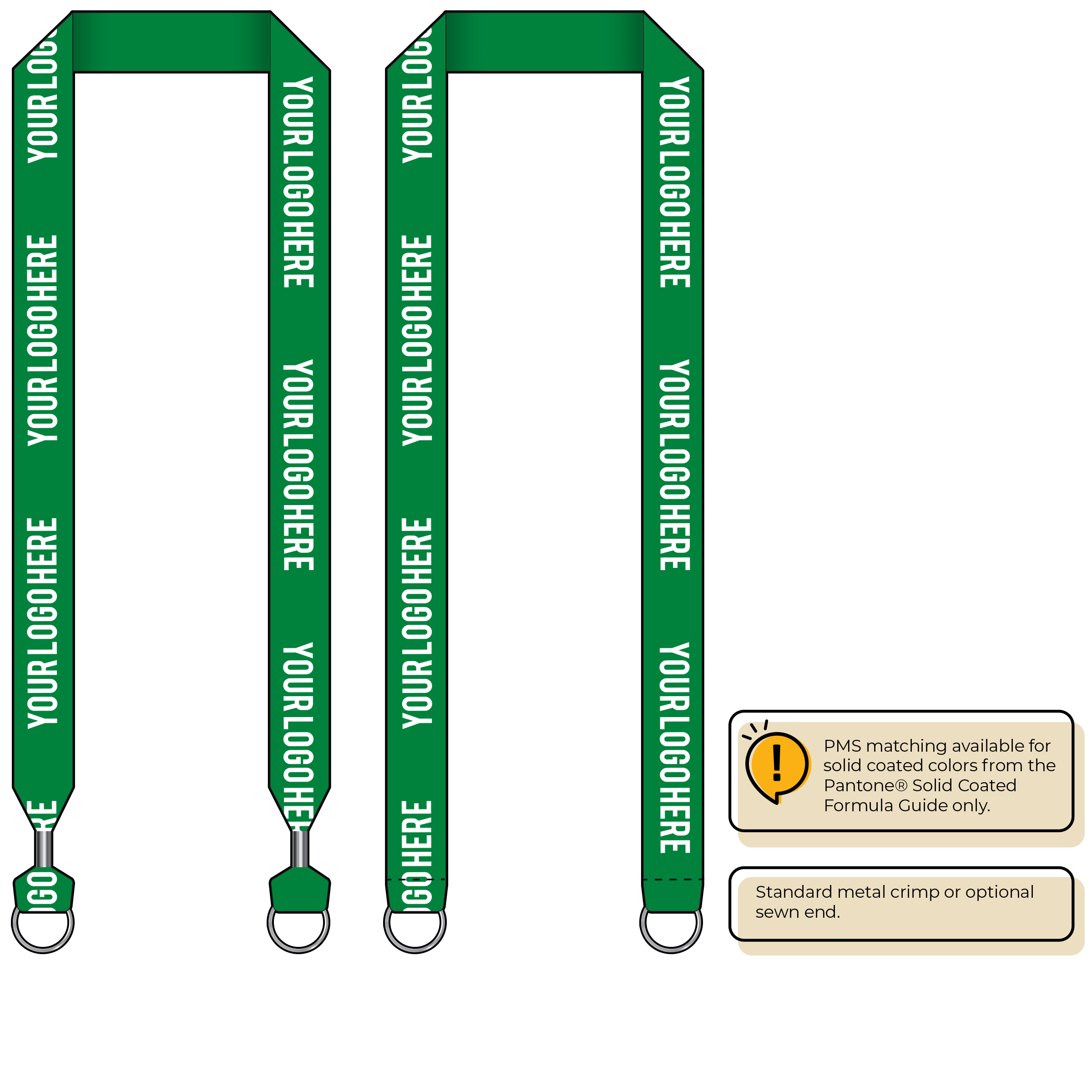 BH0014 | 1" MicroWeave Silkscreen Lanyards :: DOUBLE ENDED
