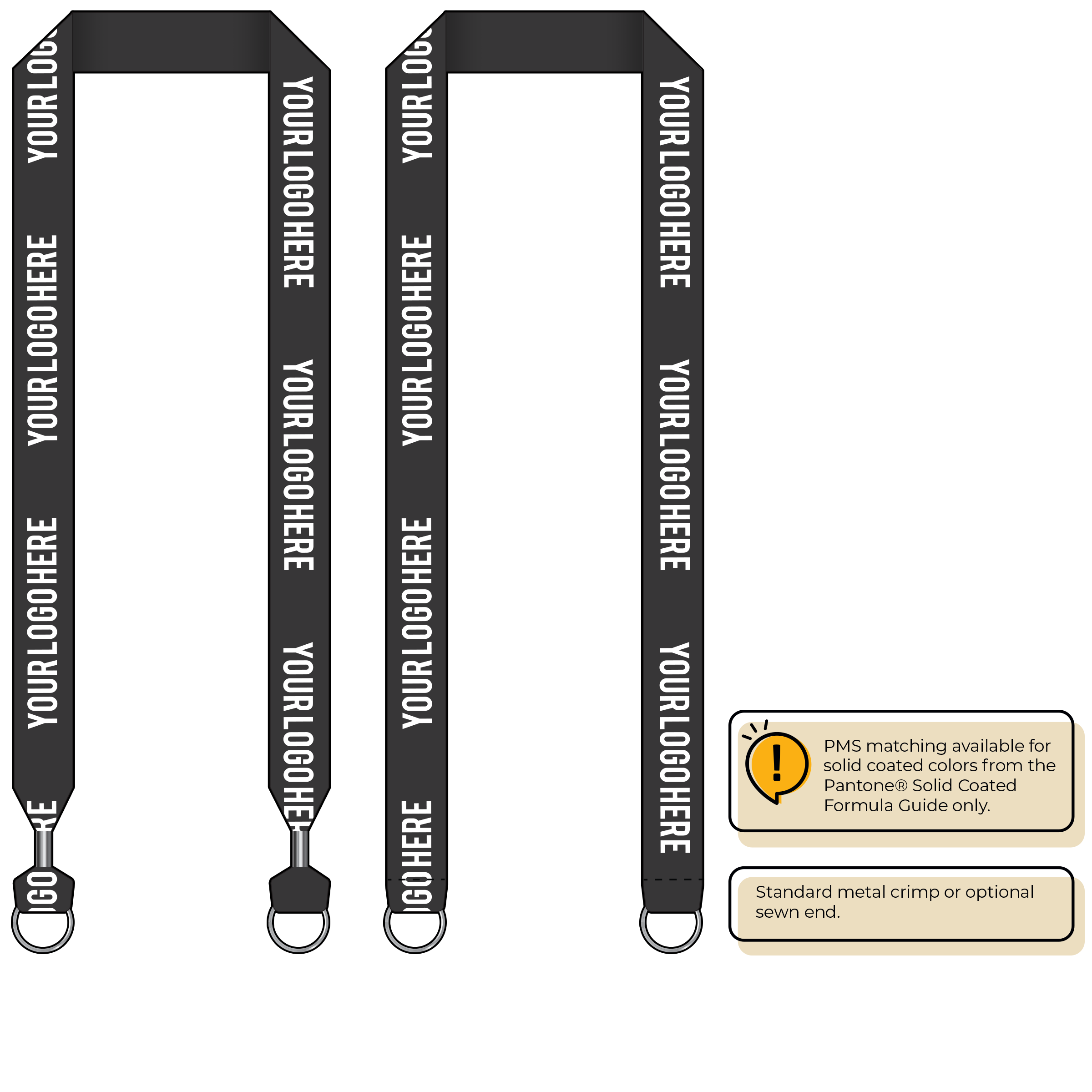 BH0014 | 1" MicroWeave Silkscreen Lanyards :: DOUBLE ENDED