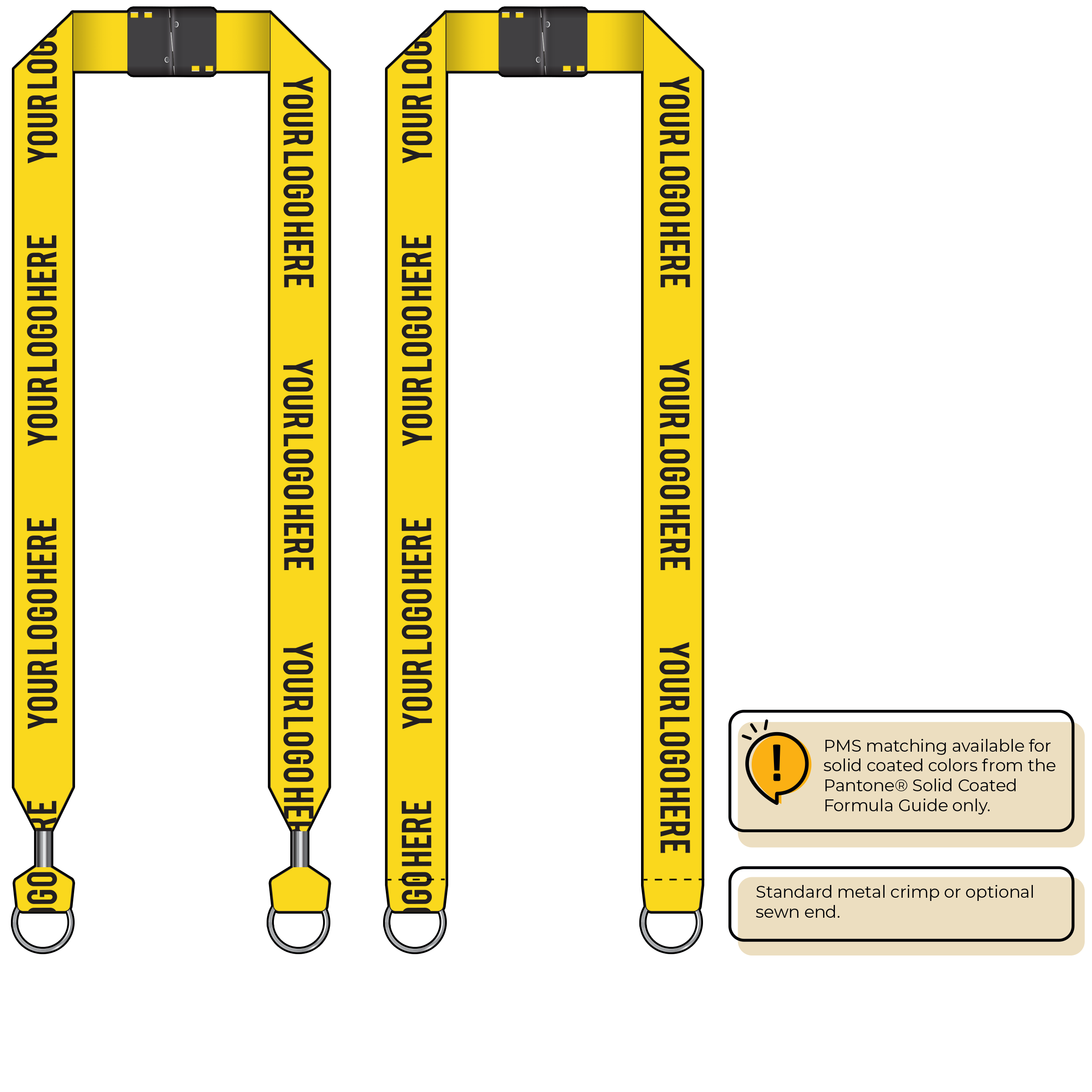 BH0014 | 1" MicroWeave Silkscreen Lanyards :: DOUBLE ENDED