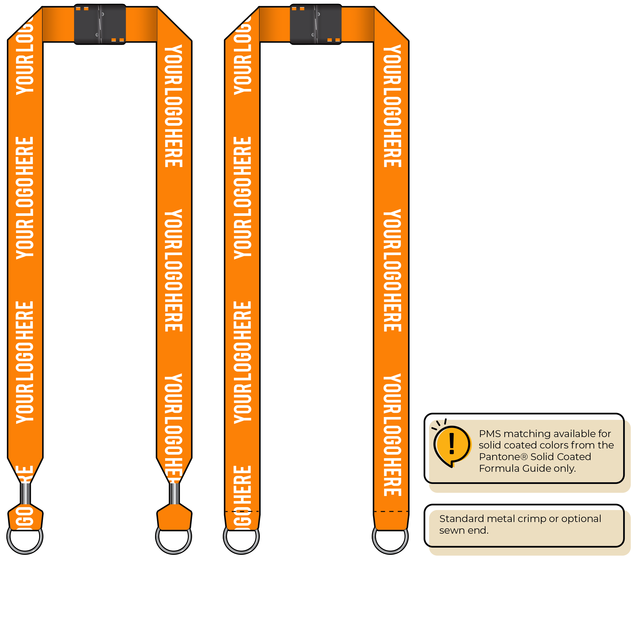 BH0014 | 1" MicroWeave Silkscreen Lanyards :: DOUBLE ENDED