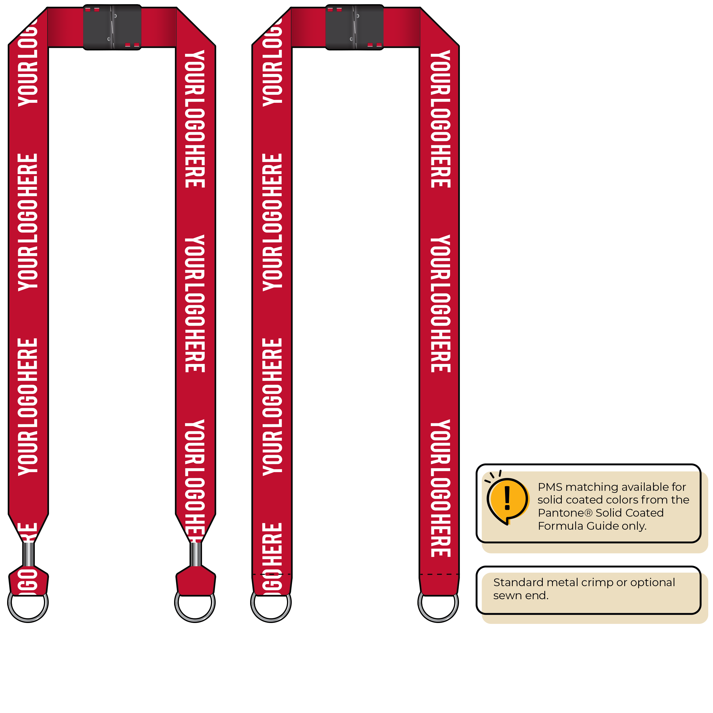BH0014 | 1" MicroWeave Silkscreen Lanyards :: DOUBLE ENDED