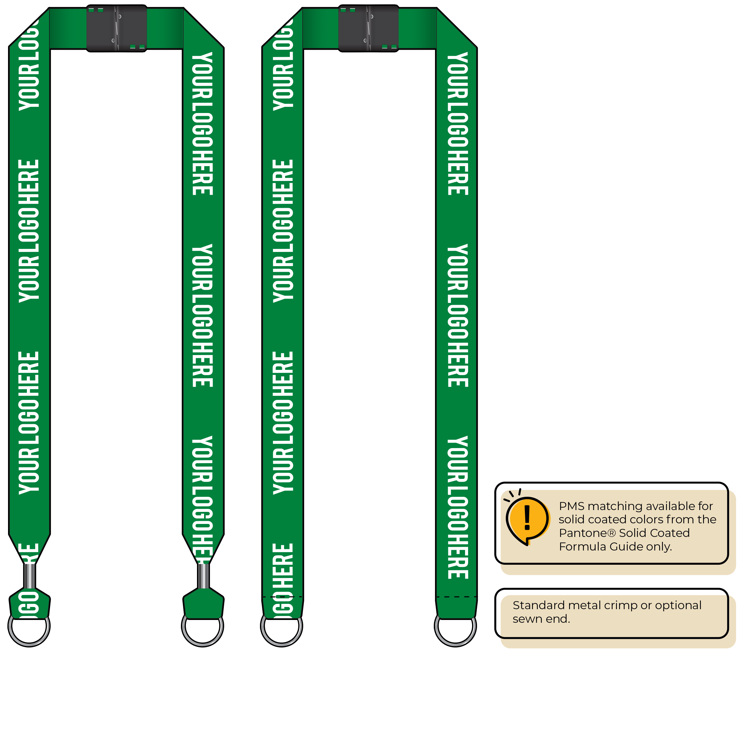 BH0014 | 1" MicroWeave Silkscreen Lanyards :: DOUBLE ENDED