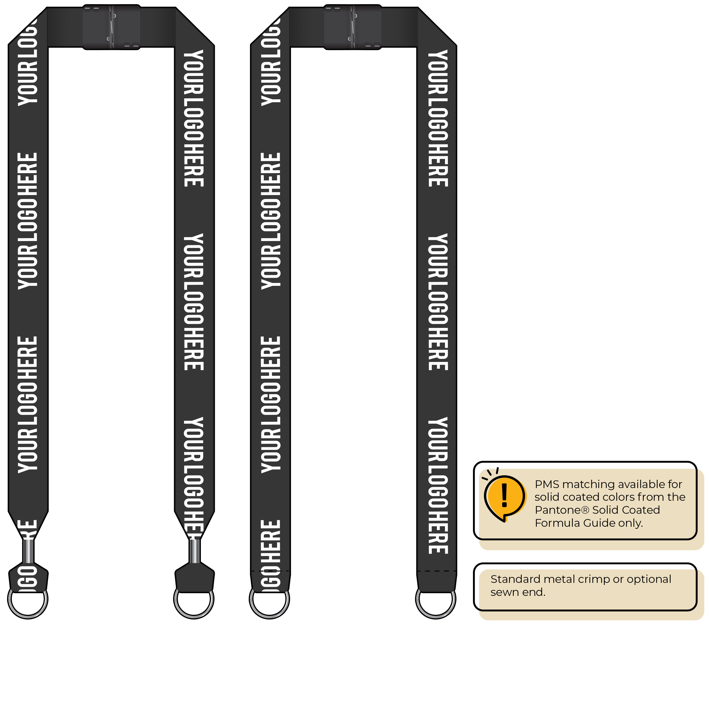 BH0014 | 1" MicroWeave Silkscreen Lanyards :: DOUBLE ENDED