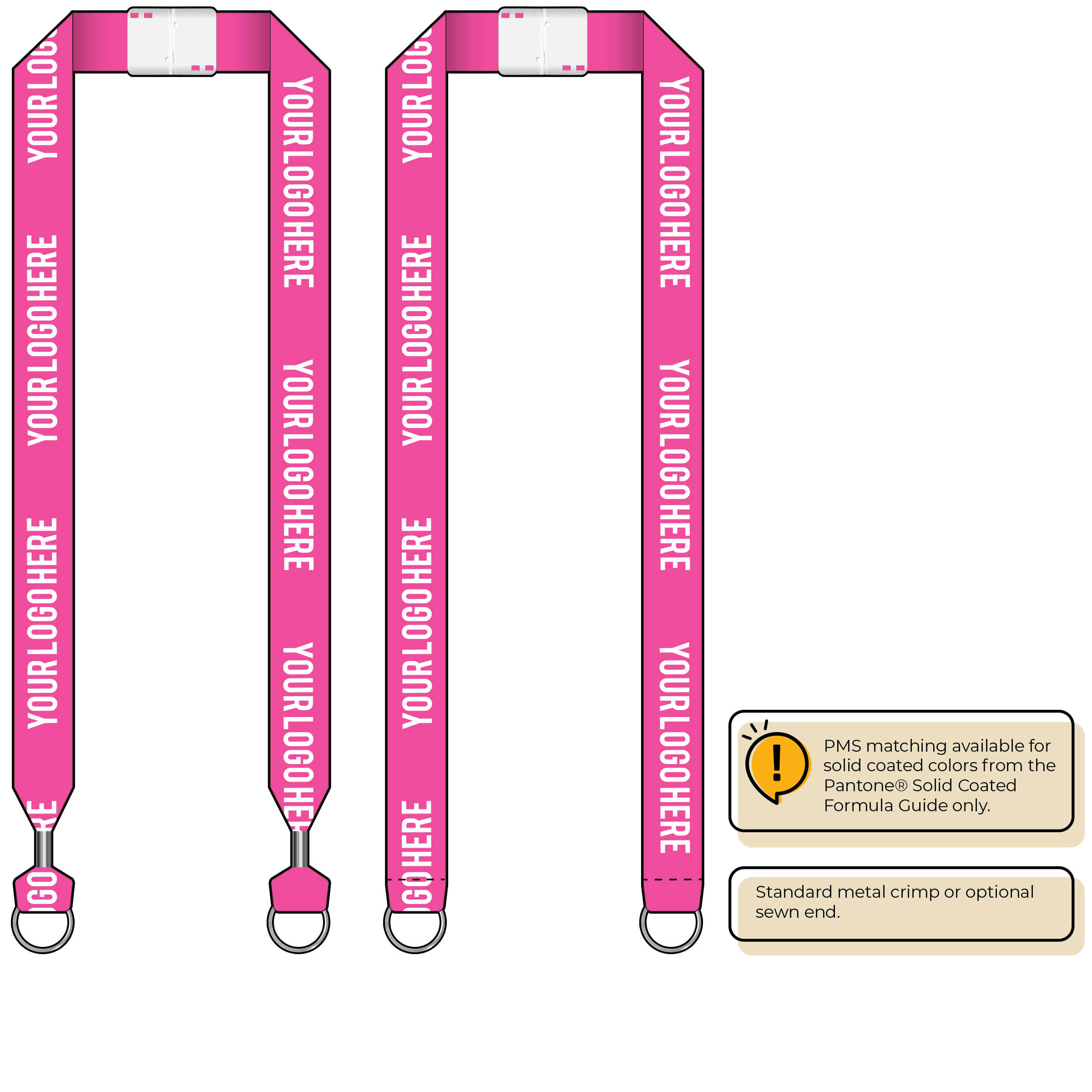 BHN014 | 1" Neon MicroWeave Silkscreen Lanyards :: DOUBLE ENDED
