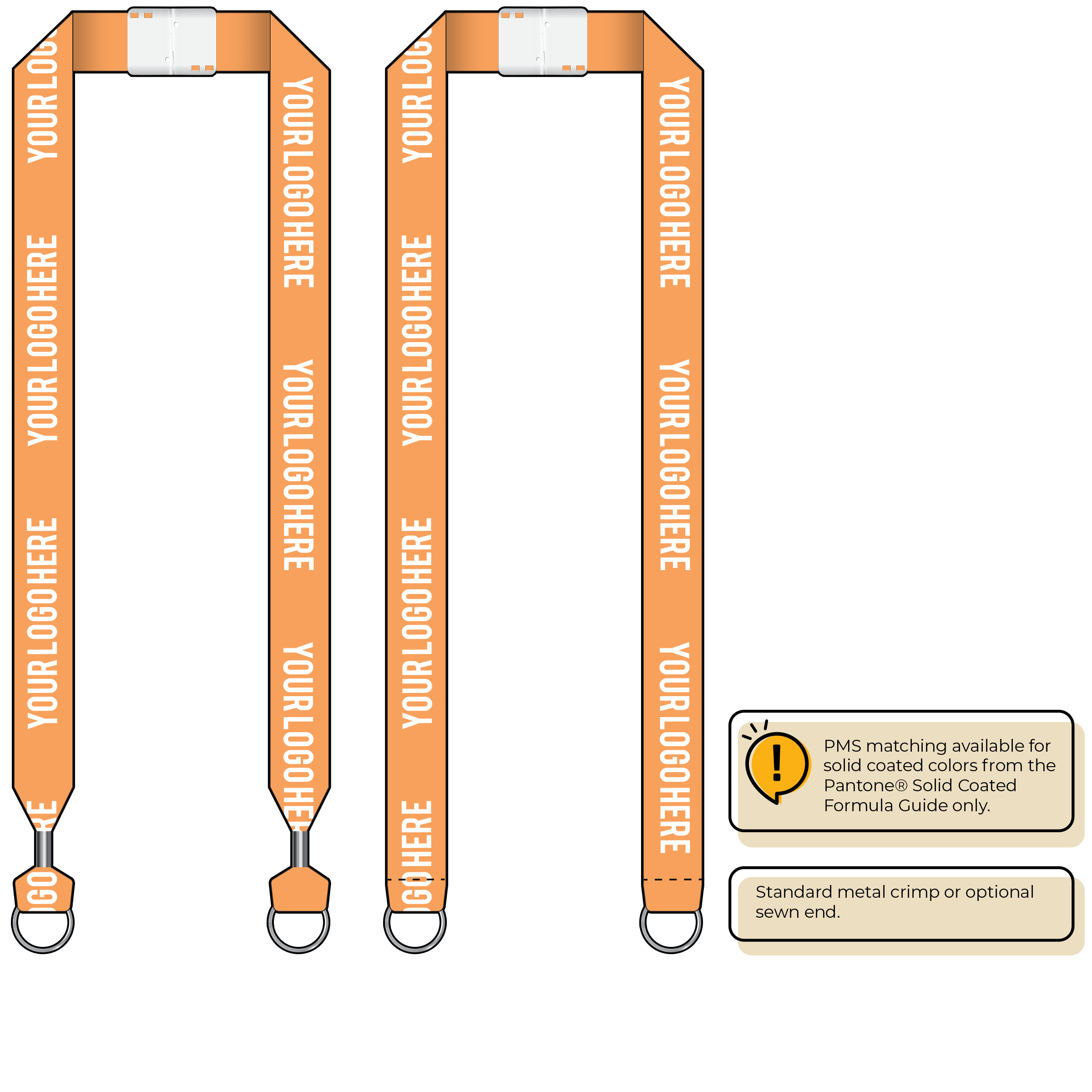 BHN014 | 1" Neon MicroWeave Silkscreen Lanyards :: DOUBLE ENDED