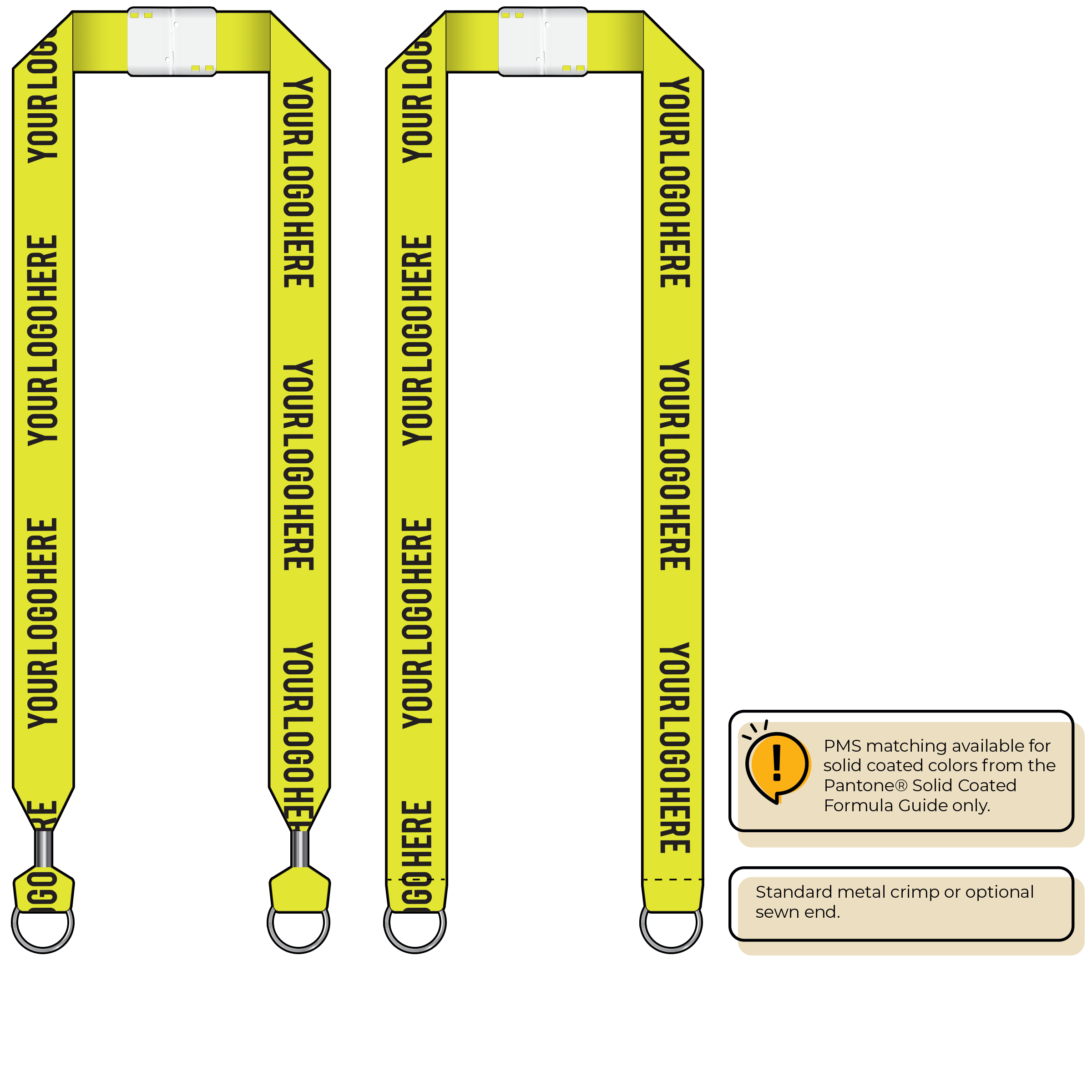 BHN014 | 1" Neon MicroWeave Silkscreen Lanyards :: DOUBLE ENDED