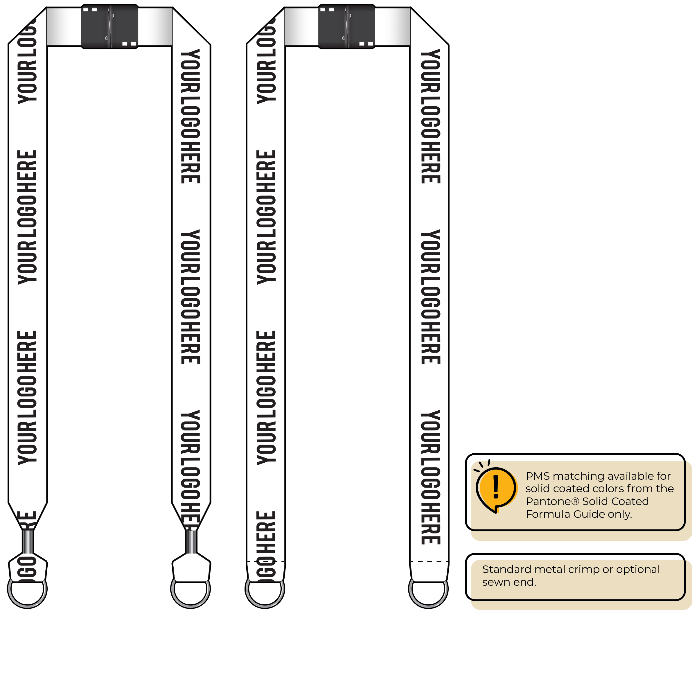 BH0014 | 1" MicroWeave Silkscreen Lanyards :: DOUBLE ENDED