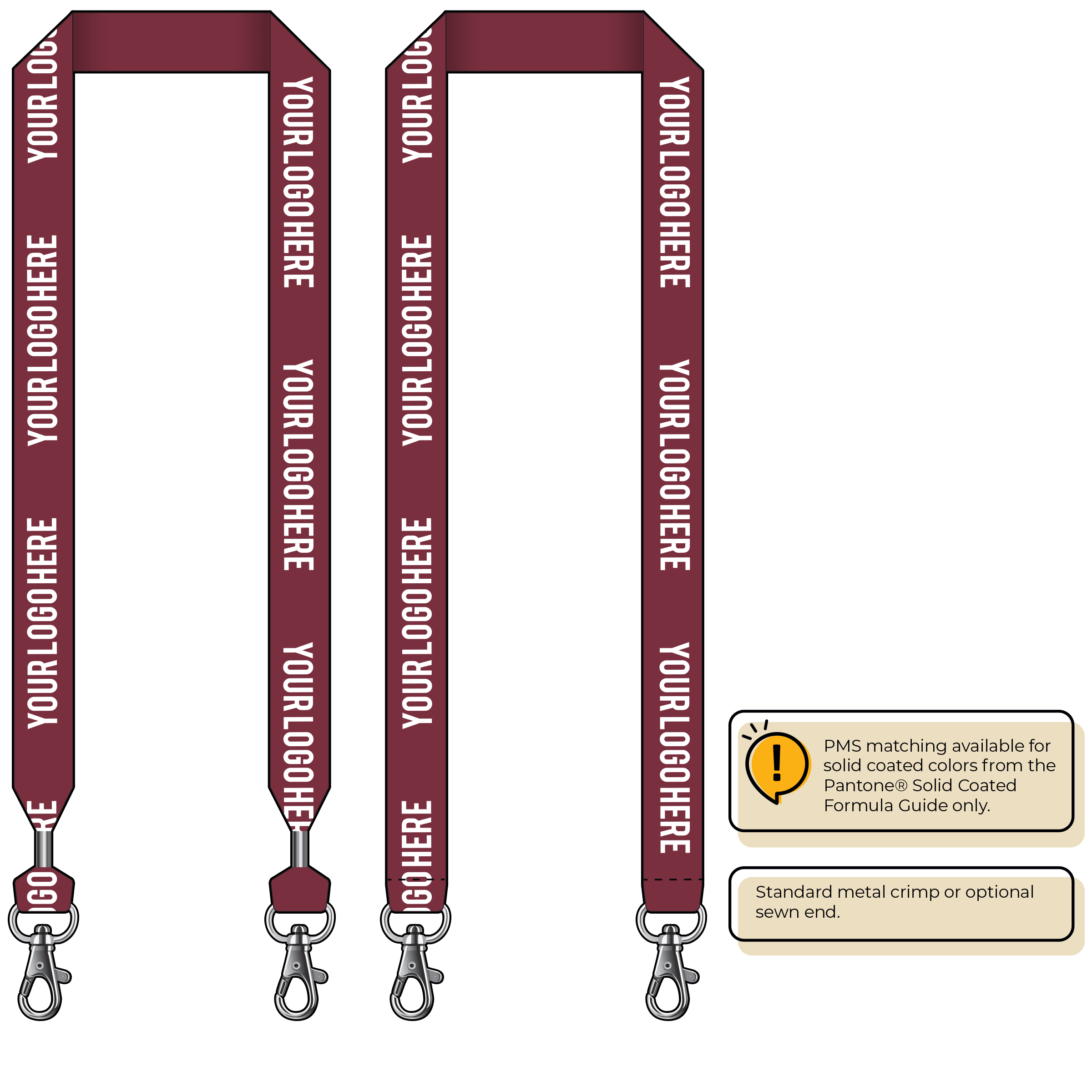 BH0014 | 1" MicroWeave Silkscreen Lanyards :: DOUBLE ENDED