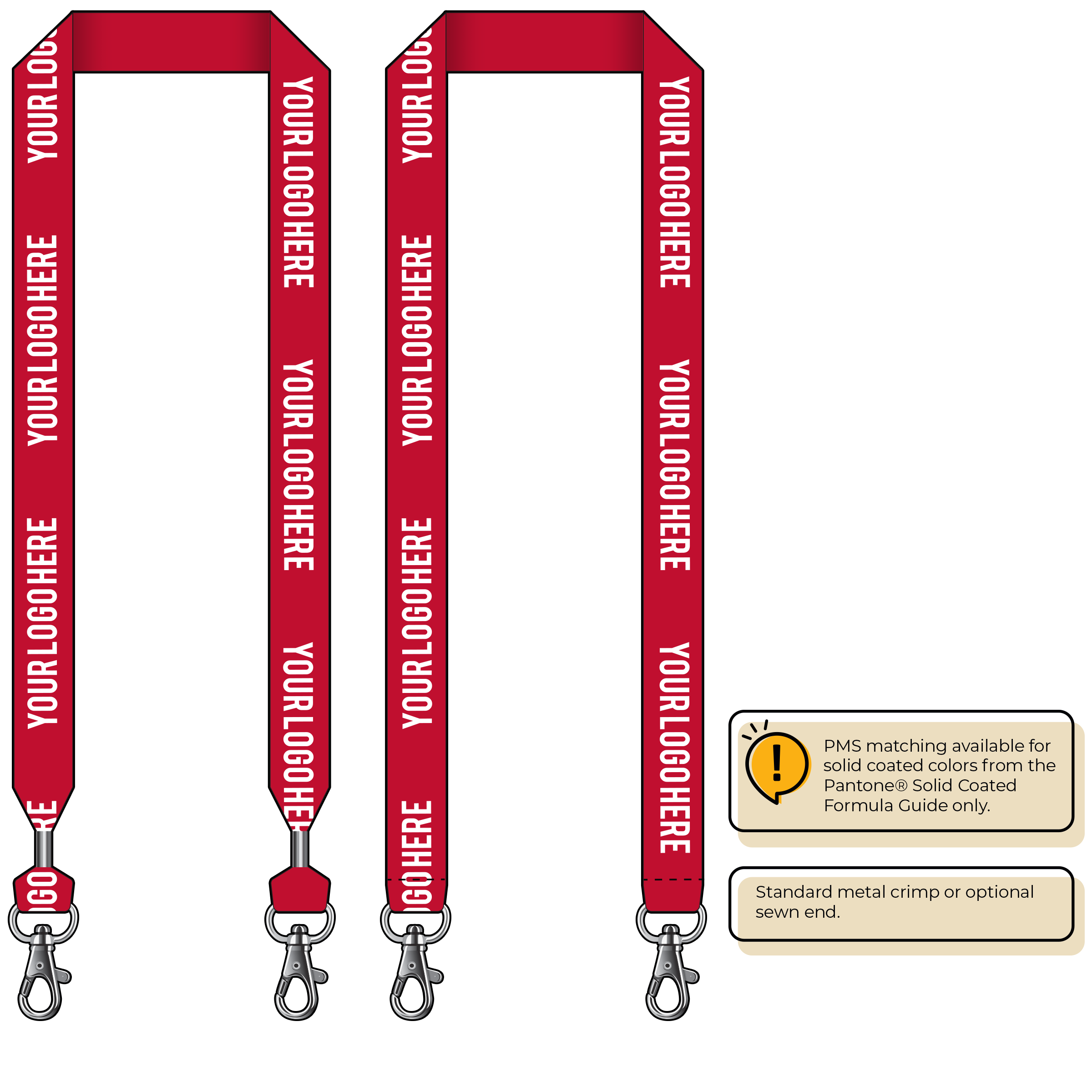 BH0014 | 1" MicroWeave Silkscreen Lanyards :: DOUBLE ENDED