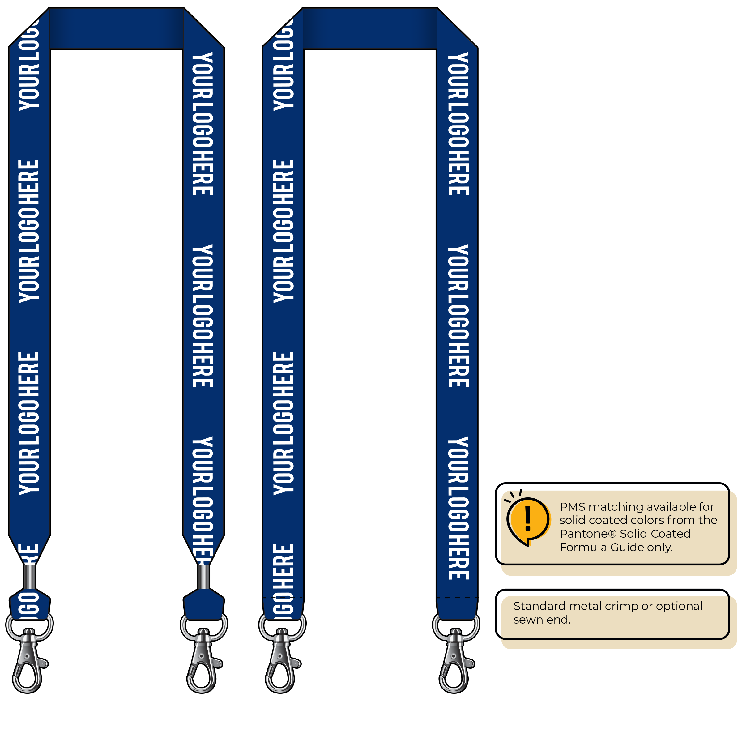 BH0014 | 1" MicroWeave Silkscreen Lanyards :: DOUBLE ENDED