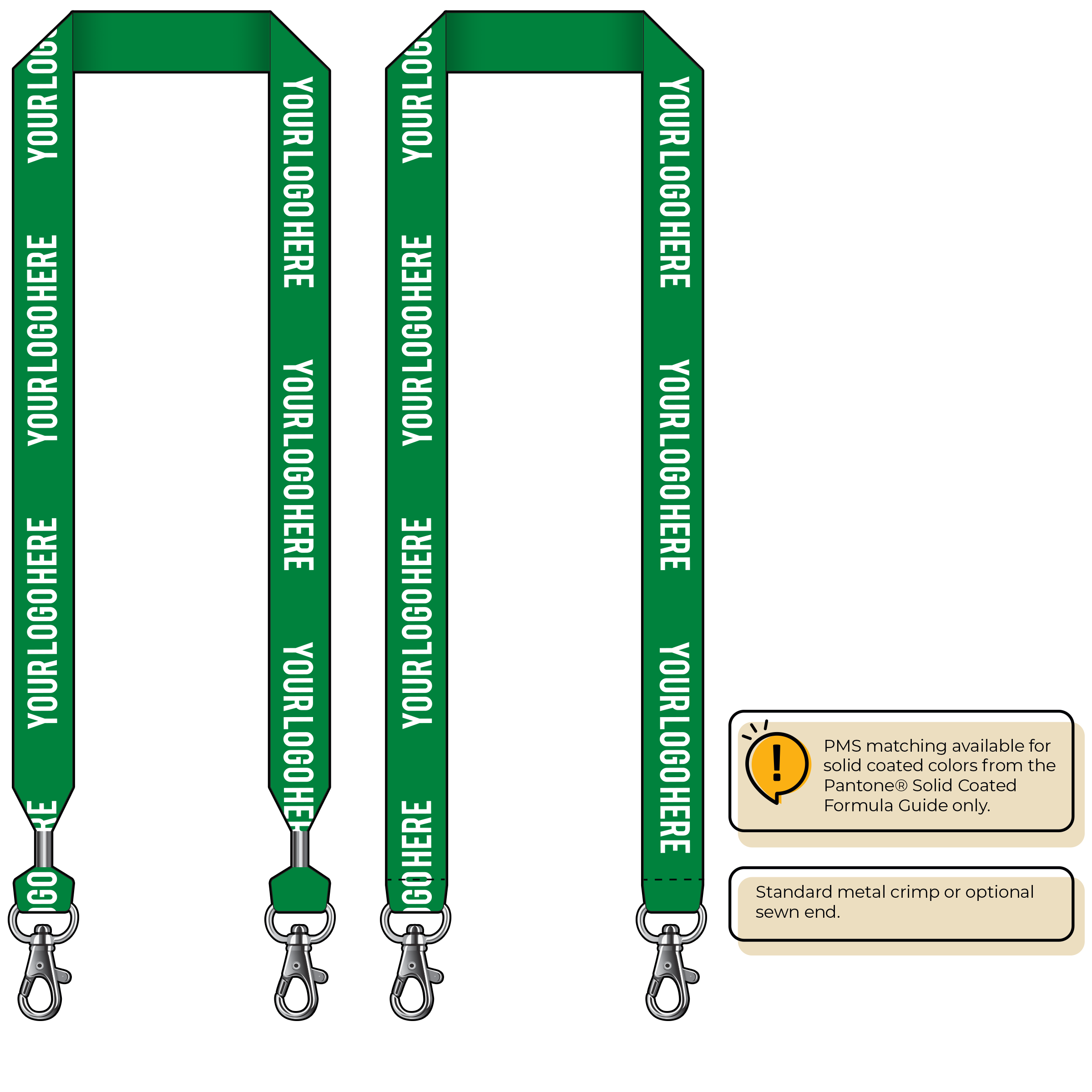 BH0014 | 1" MicroWeave Silkscreen Lanyards :: DOUBLE ENDED