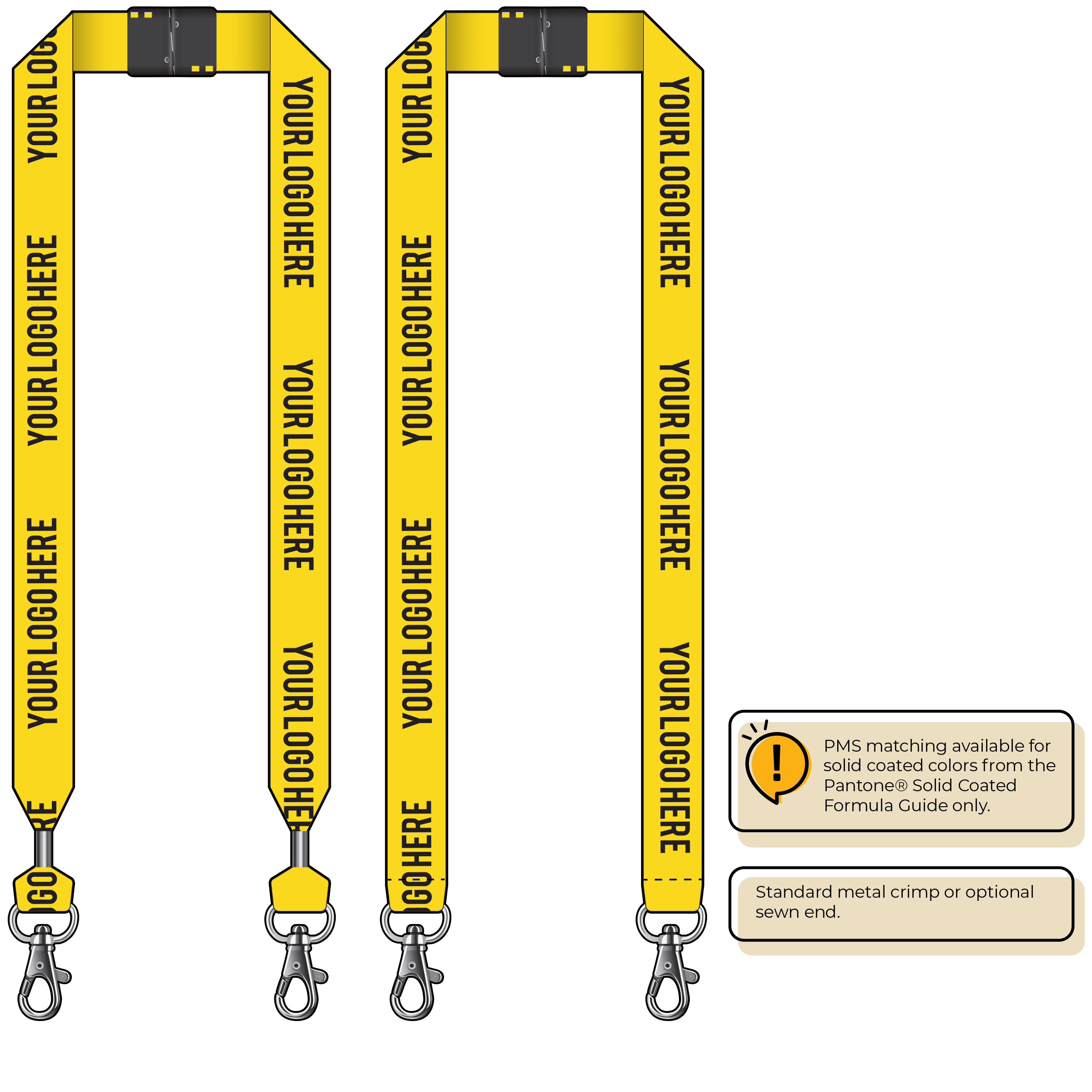 BH0014 | 1" MicroWeave Silkscreen Lanyards :: DOUBLE ENDED